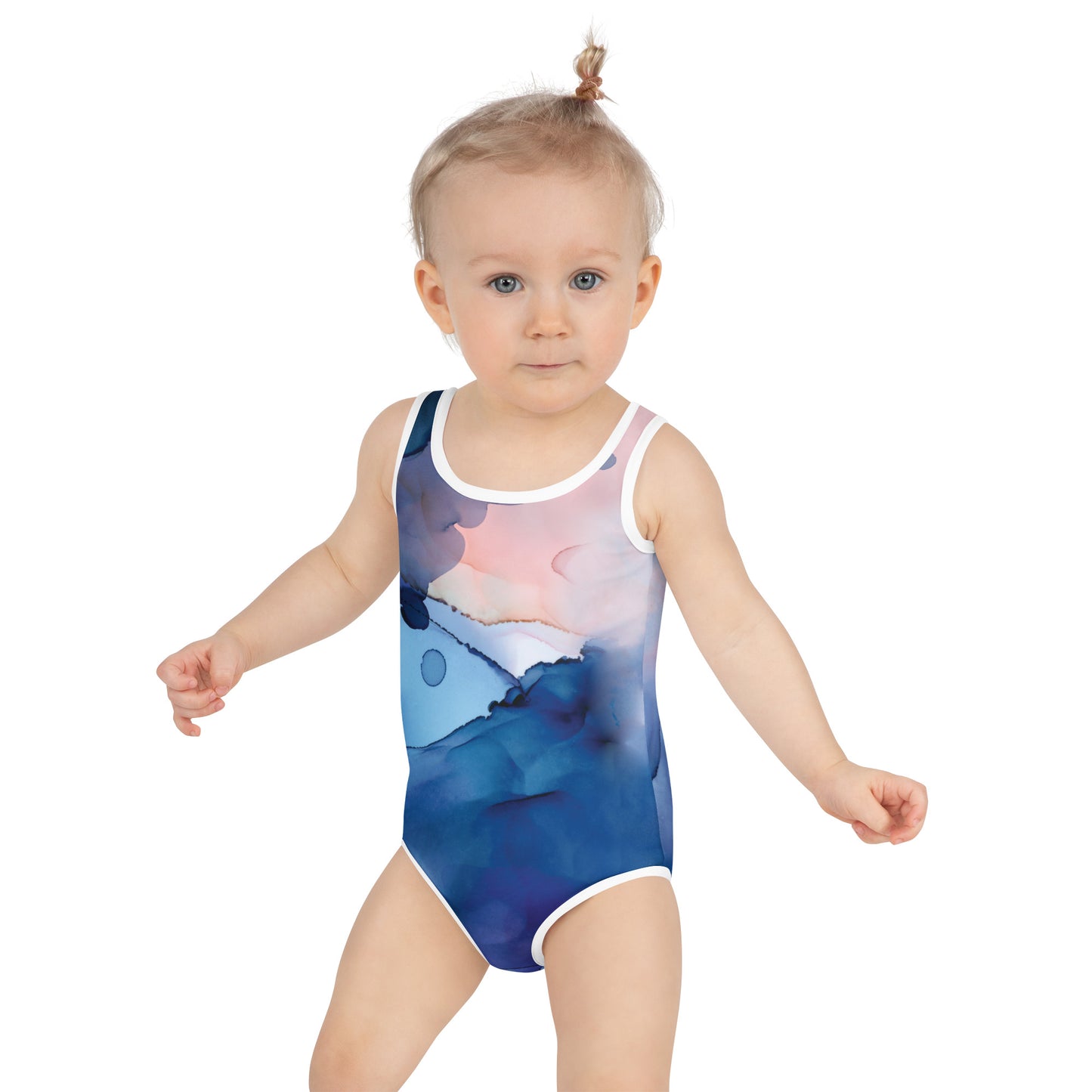 Image 1 of selected colour Tideglass Kids Swimsuit - Left Placement, size 2T, with Tideglass artwork visible in front view.