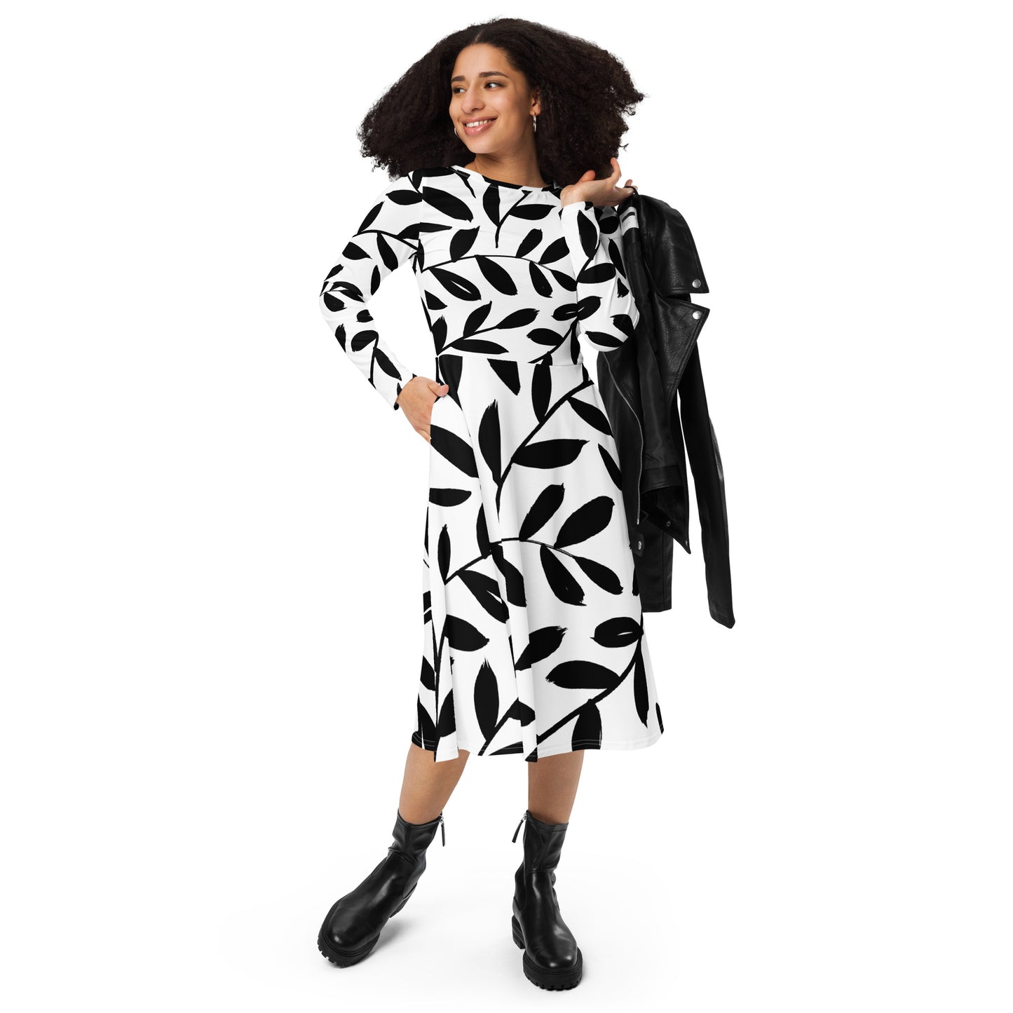 Vinework Long Sleeve Midi Dress - Left Placement product image 1 in 2XS, with front view and left placement.