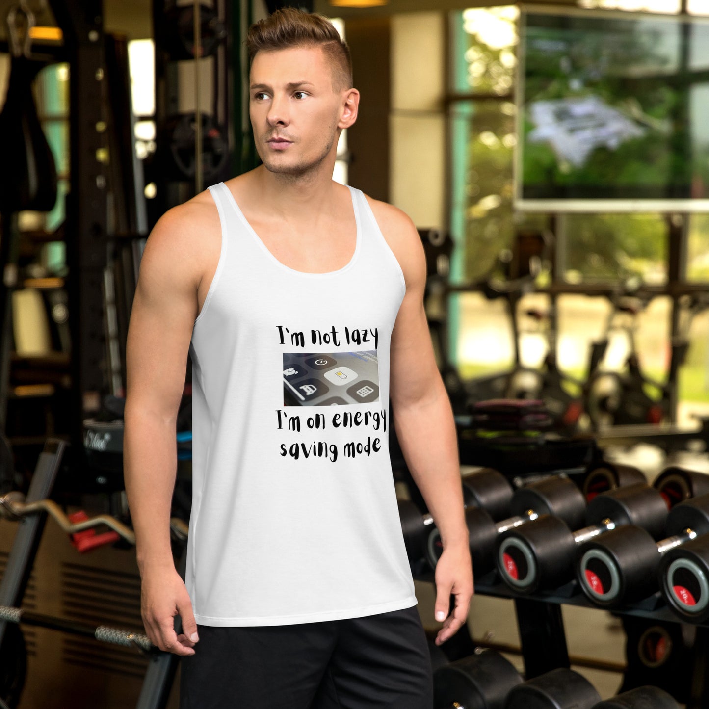 Low Power Tank Top - Left Placement image 1: selected colour version, size XS with front view of the Energy Saving range.
