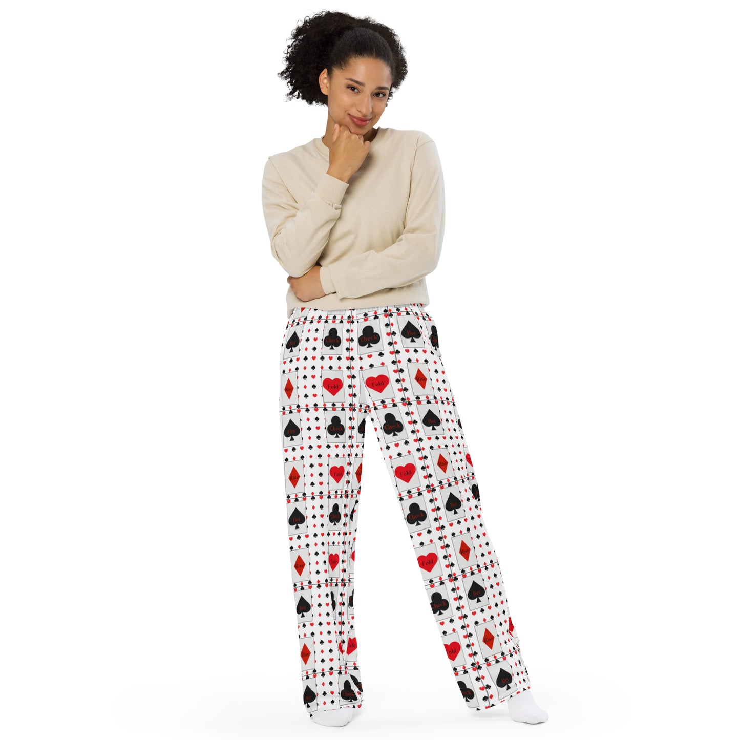 Image 1 of 2XS High Stakes Wide Leg Pants - Left Placement, with Bet It All artwork visible in front view.
