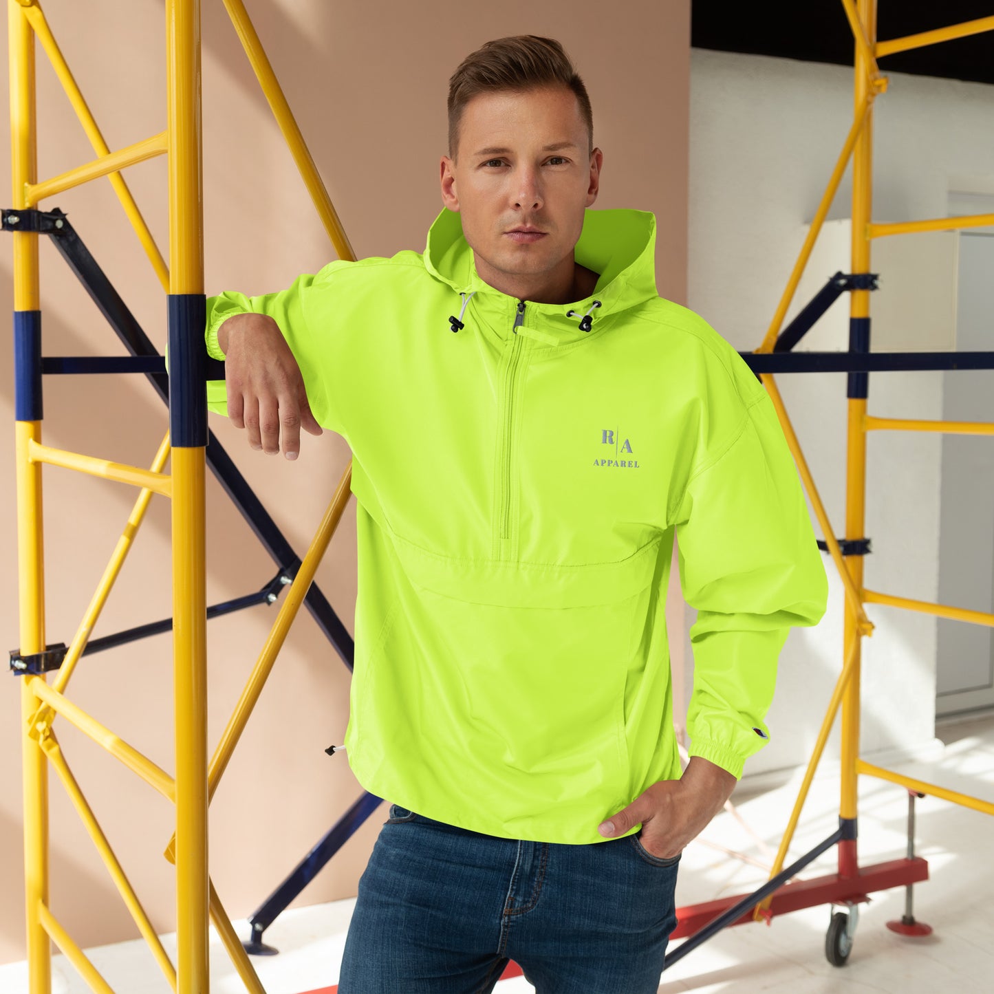 Image 8 of Navy Timeless Windbreaker - Left Placement, size L, with Timeless artwork visible in front view.
