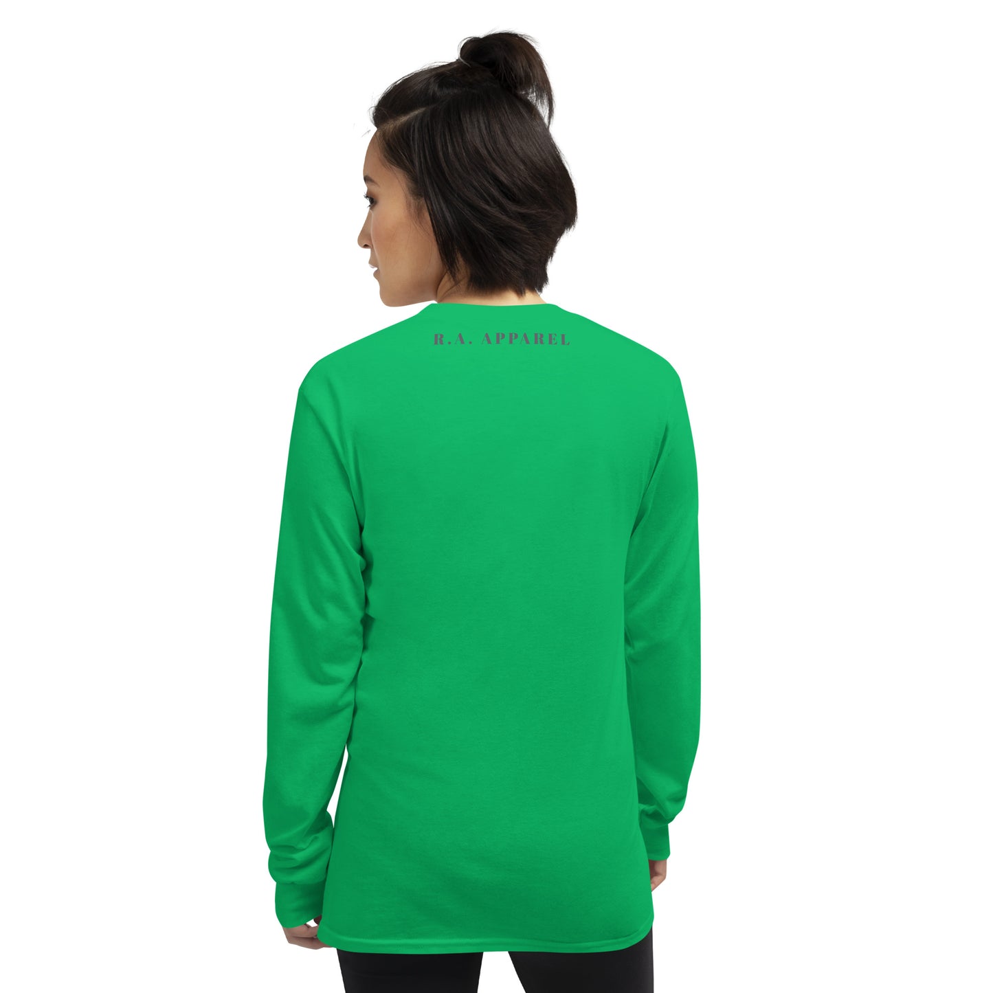 Forward Kind Men's Long Sleeve Shirt - Left Placement by R.A. Apparel, image 28, back view, Red, size L, left placement.