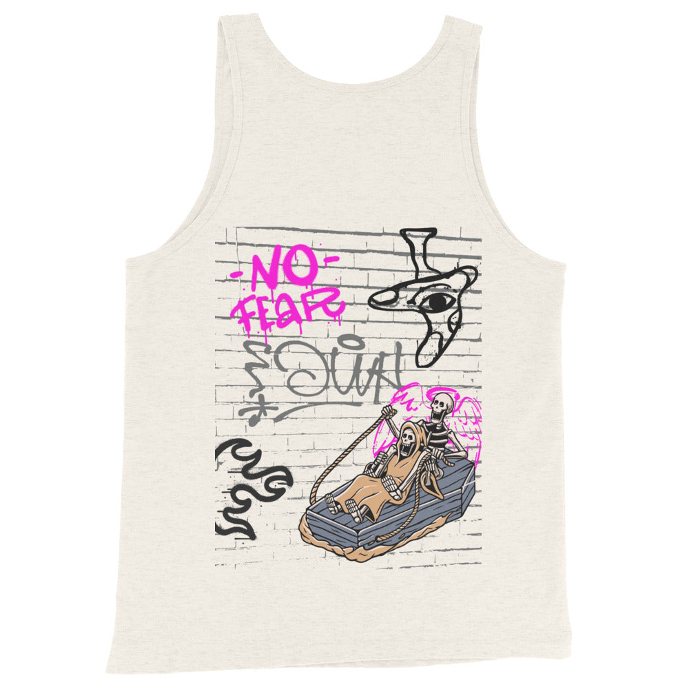 Fearless Men's Tank Top - Left Placement product image 6 in Black, size 2XL, with back view and left placement.