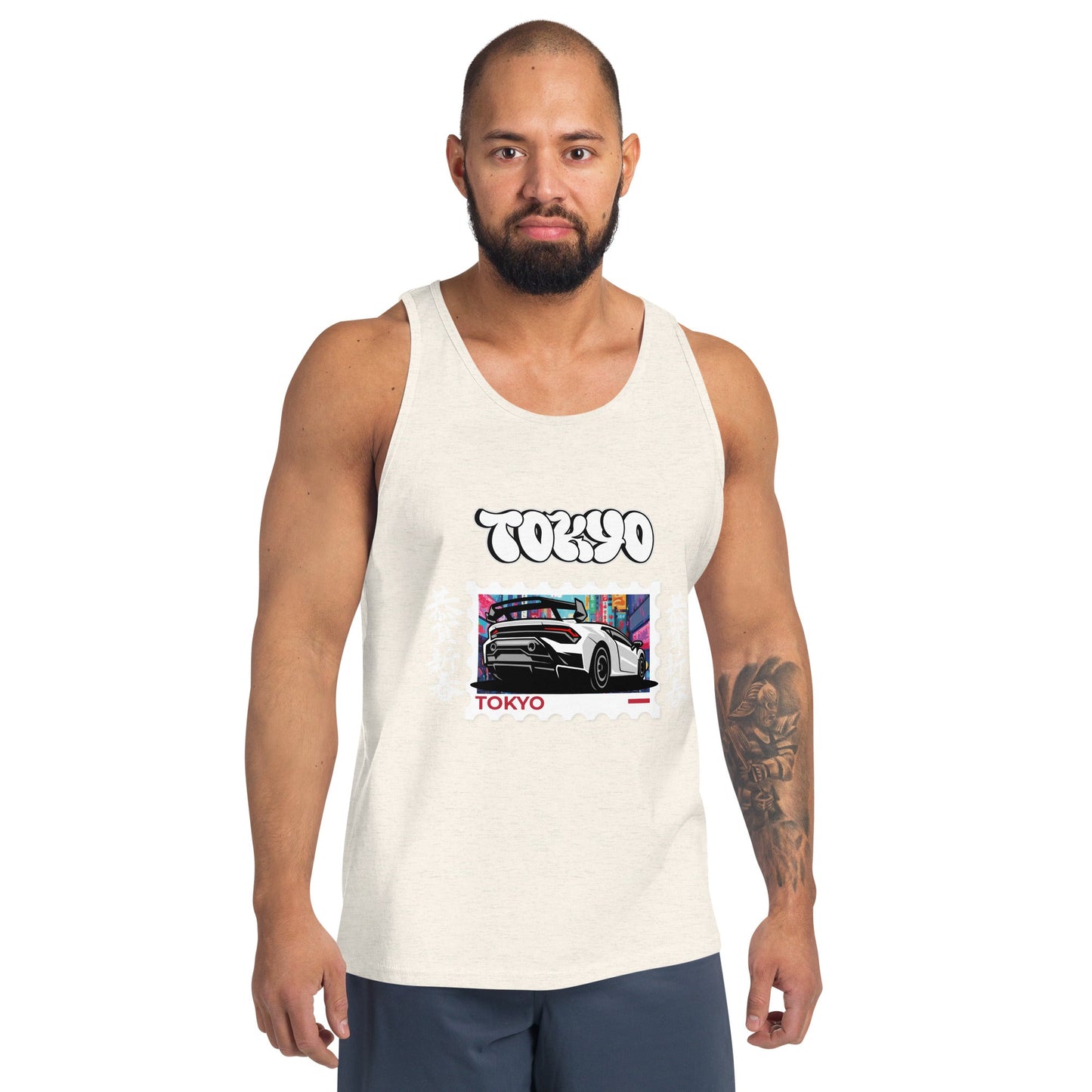 Tokyo Signal Men's Tank Top - Left Placement product image 7 in Navy, size XS, with front view and left placement.