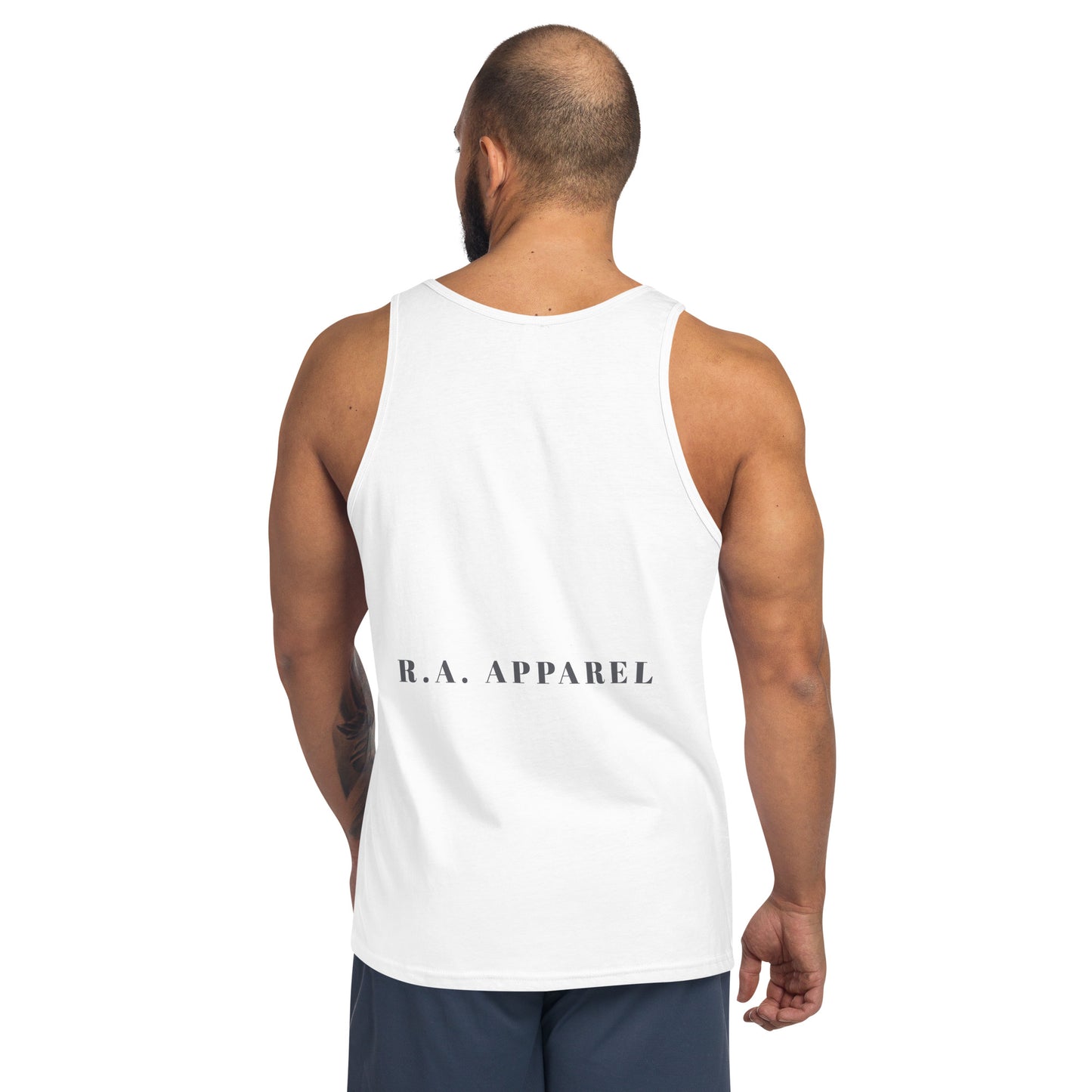 Little Haunts Men's Tank Top - Left Placement by R.A. Apparel, image 12, back view, Red, size S, left placement.