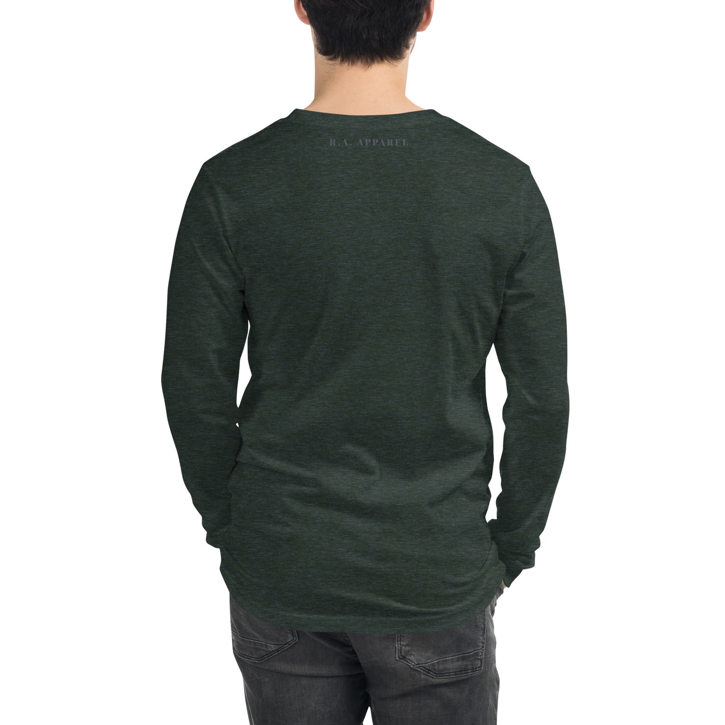 Human Form Long Sleeve Shirt - Left Placement by R.A. Apparel, image 30, back view, Red, size 2XL, left placement.
