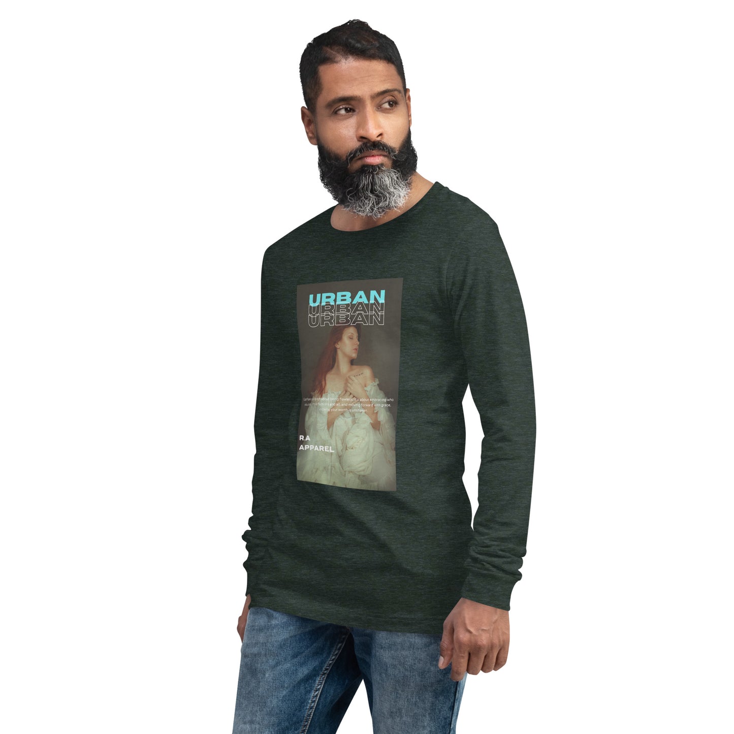 Urban Long Sleeve Shirt - Left Placement by R.A. Apparel, image 30, front view, left-side angle, Red, size 2XL, left placement.