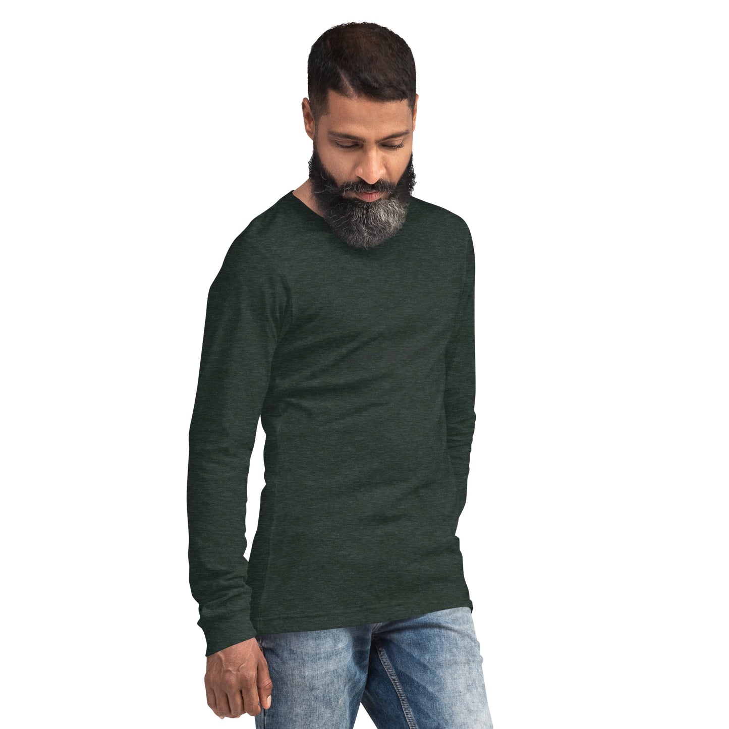 Growthline Long Sleeve Shirt - Left Placement by R.A. Apparel, image 64, front view, right-side angle, Heather Mauve, size L, left placement.