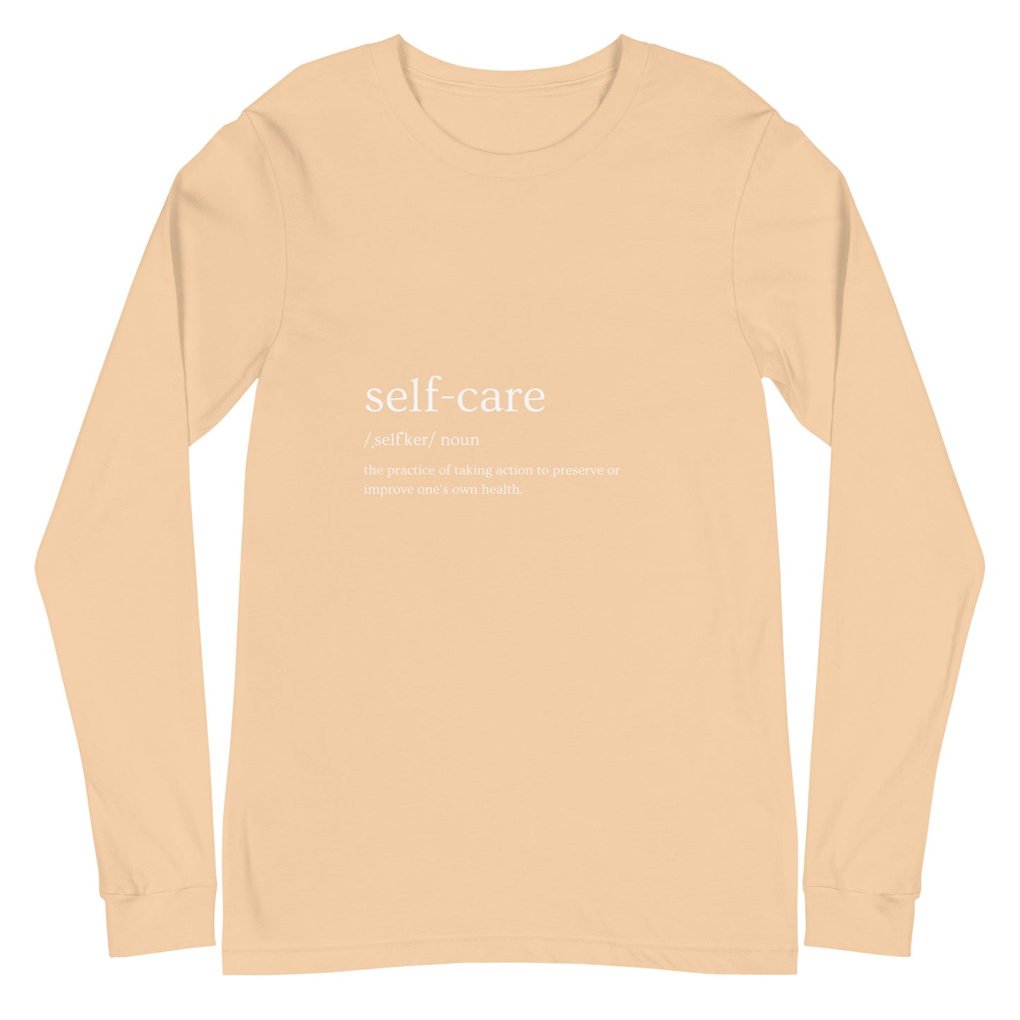 Image 16 of Navy Self Ritual Long Sleeve Shirt - Left Placement, size L, with Self Care artwork visible in front view.