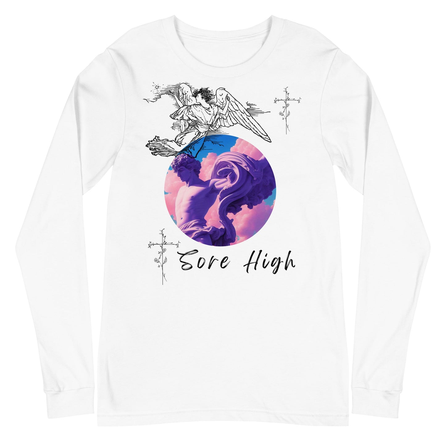 Image 15 of Navy Skyborne Long Sleeve Shirt - Left Placement, size M, with Sore High artwork visible in front view.