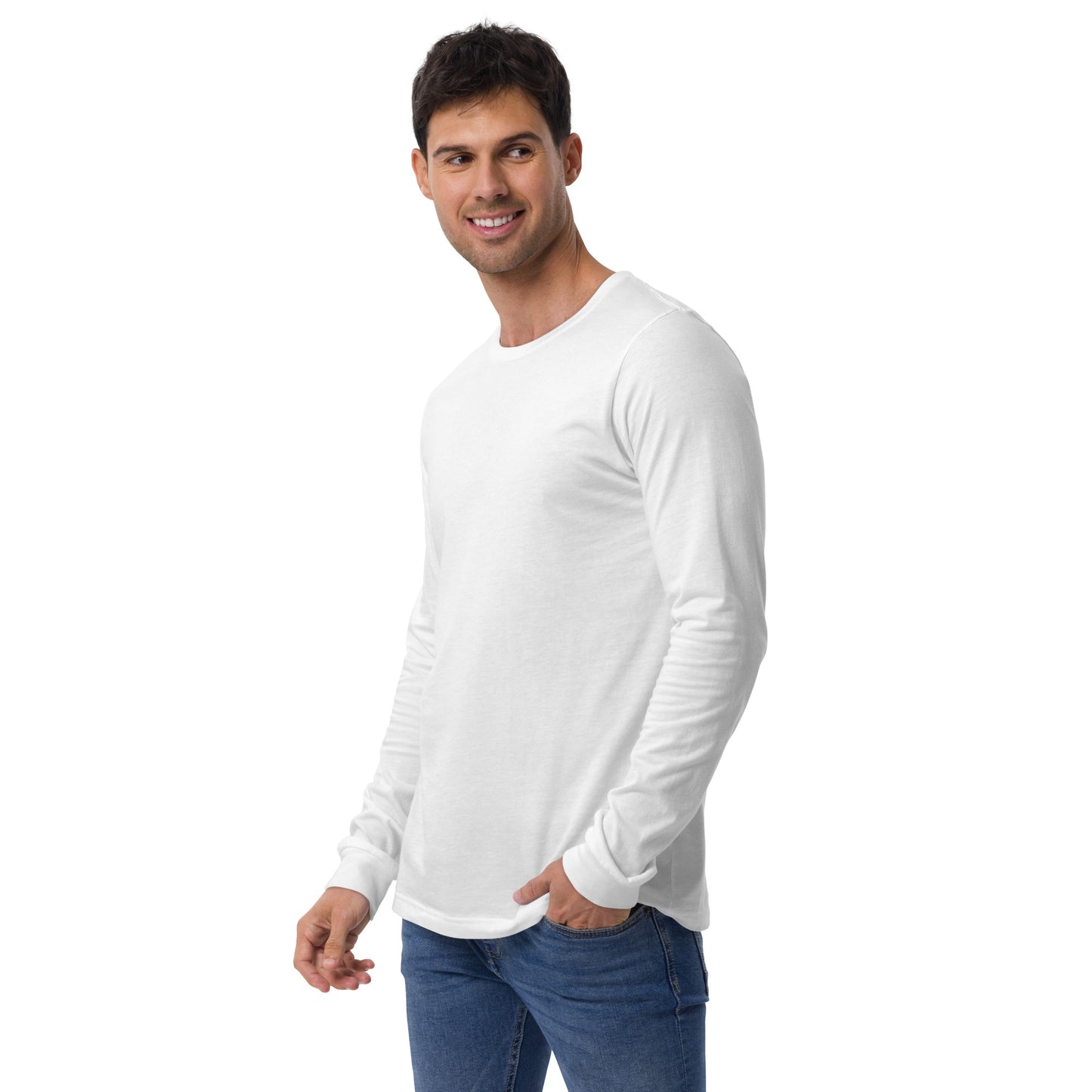 Image 32 of Heather Forest Balance Court Long Sleeve Shirt - Left Placement, size S, with Libra artwork visible in front view, left-side angle.