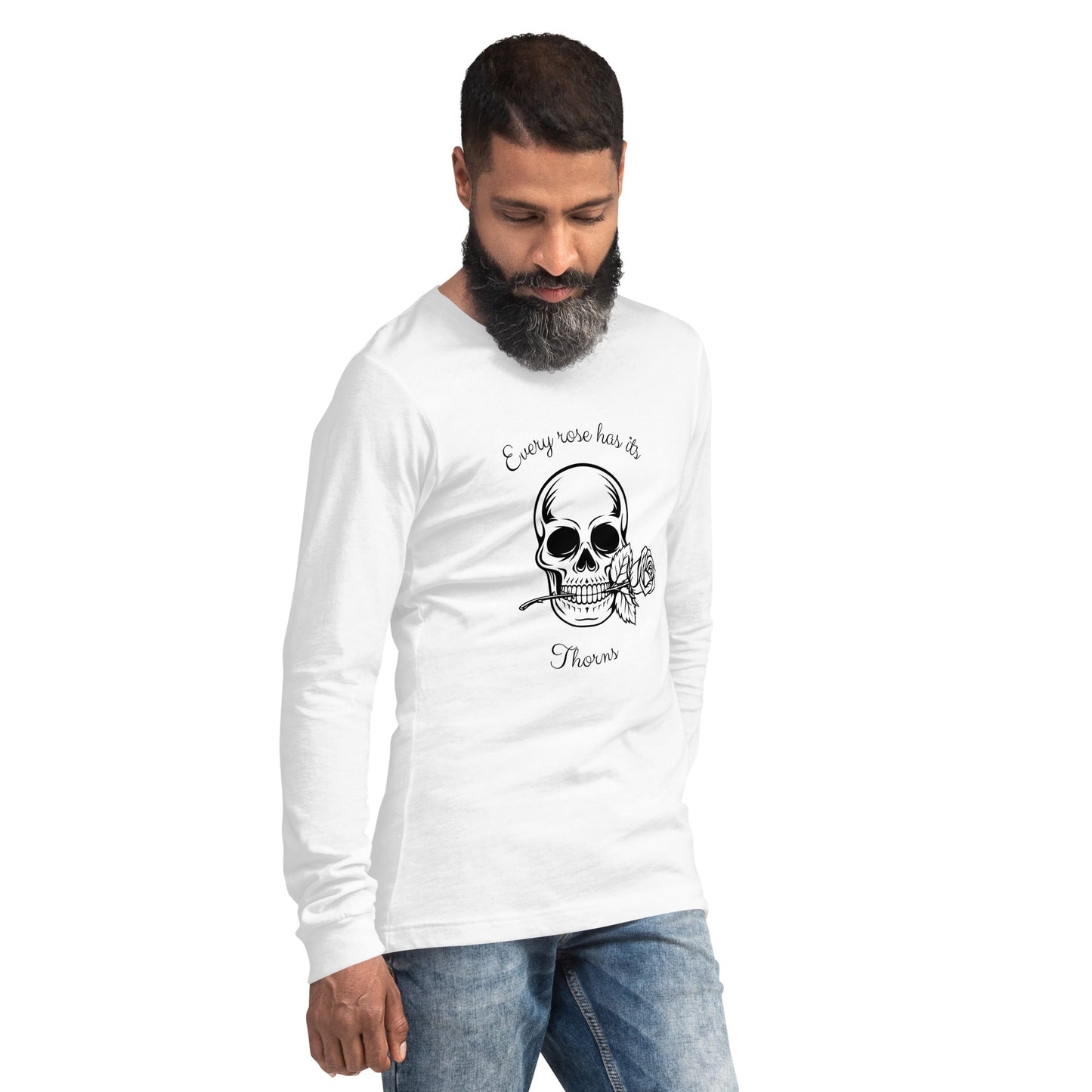 Rose & Bone Long Sleeve Shirt - Left Placement image 14 in Red, size S, showing front view, right-side angle for the Skull and Rose design.