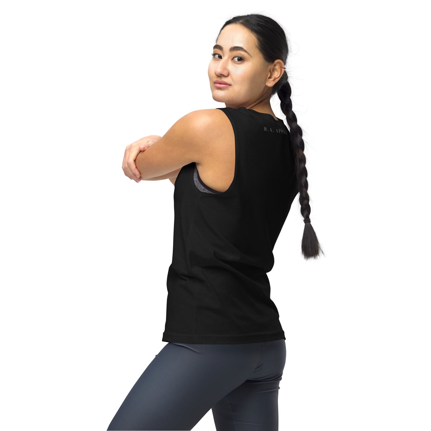 Montaire Tank Top product image 3 in selected colour, size L, with back view, left-side angle and design placement.