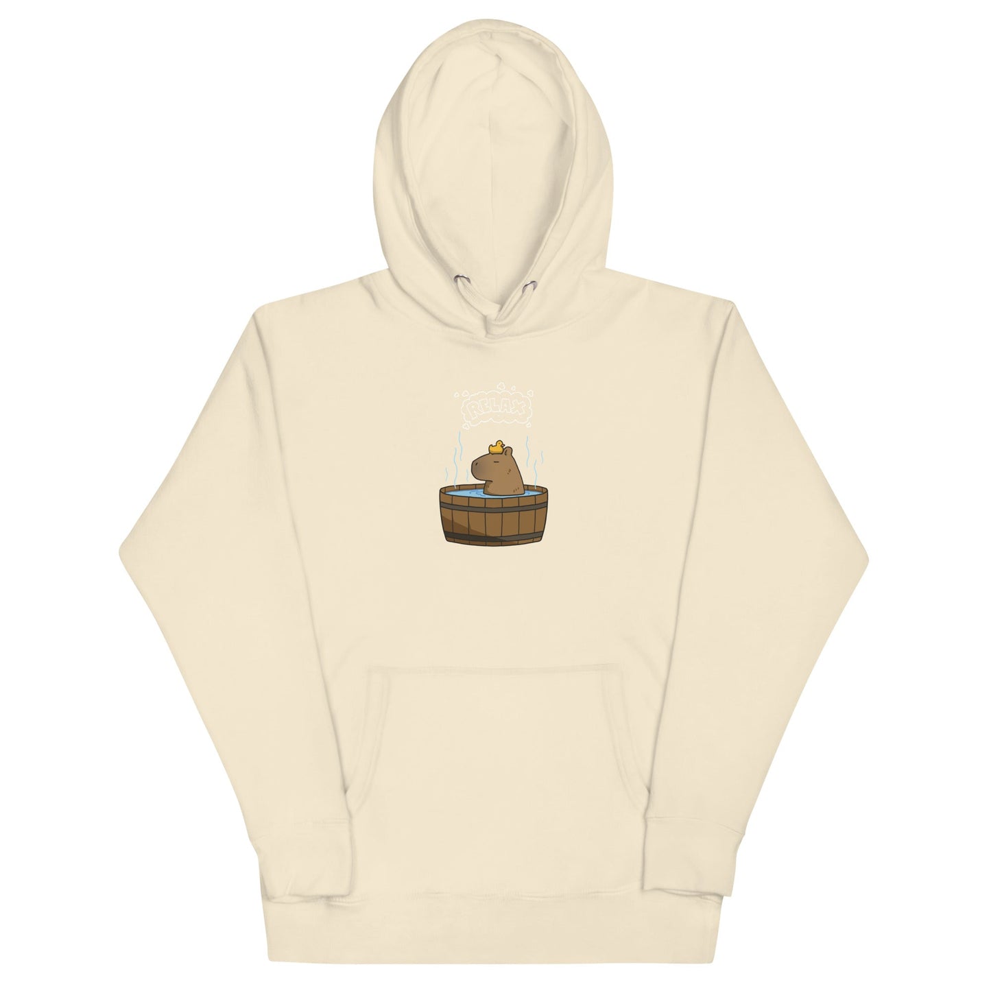 Slow Hour Hoodie - Left Placement image 14: Maroon version, size M with front view of the Relax range.