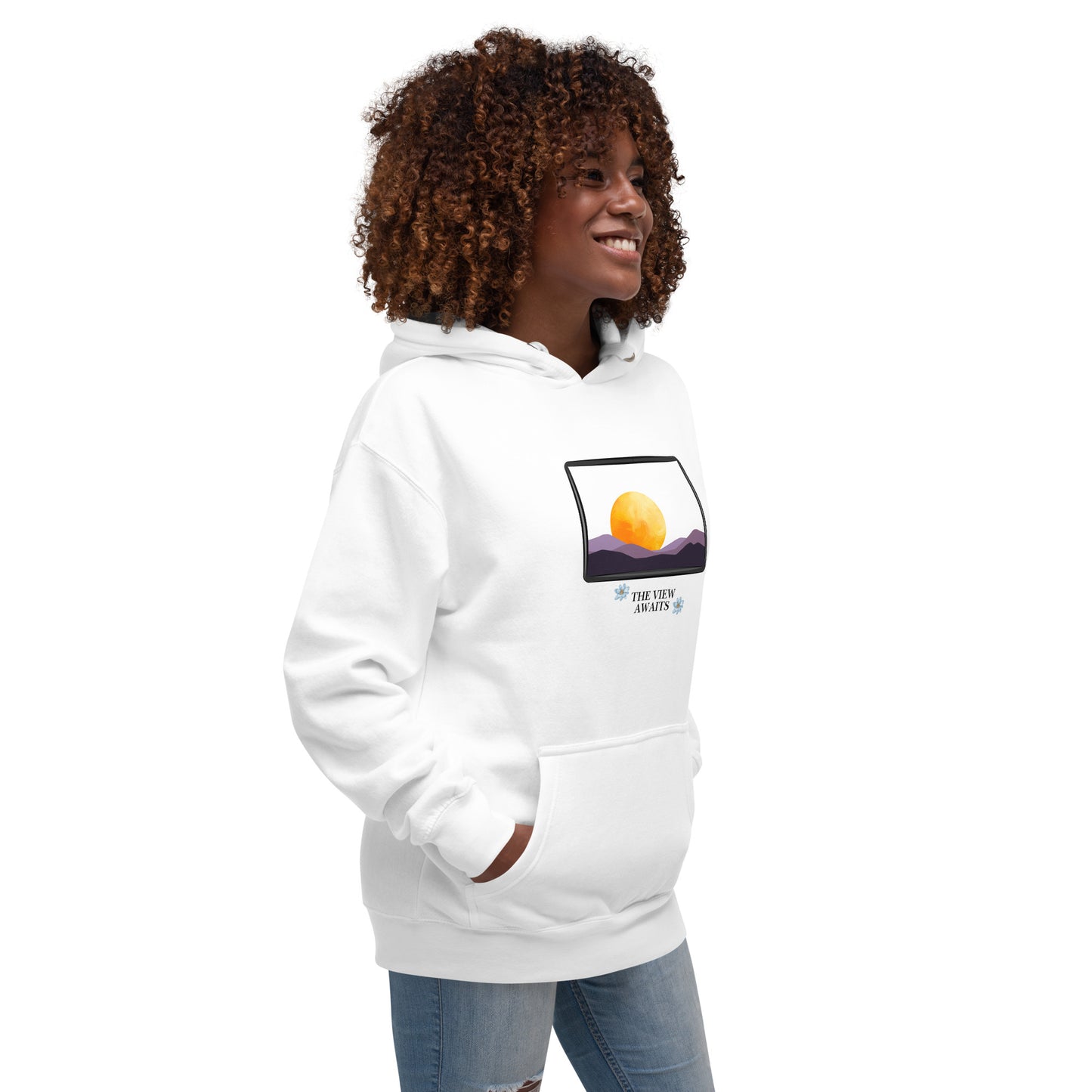 Image 80 of Light Pink Avenor Hoodie, size 2XL, with The View Awaits artwork visible in front view, right-side angle.