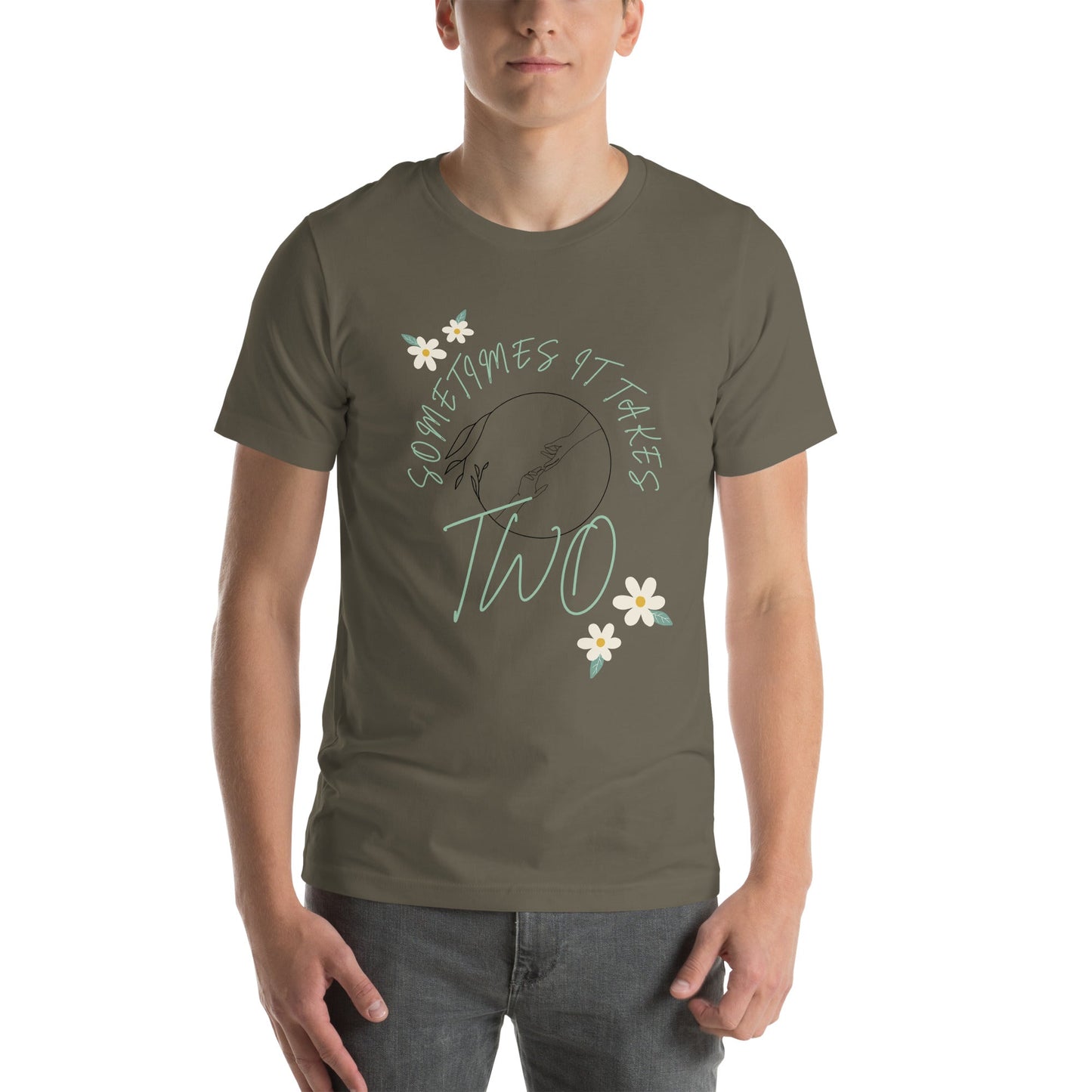 Duet T-Shirt - Left Placement image 14: Black version, size 4XL with front view of the It Takes Two range.