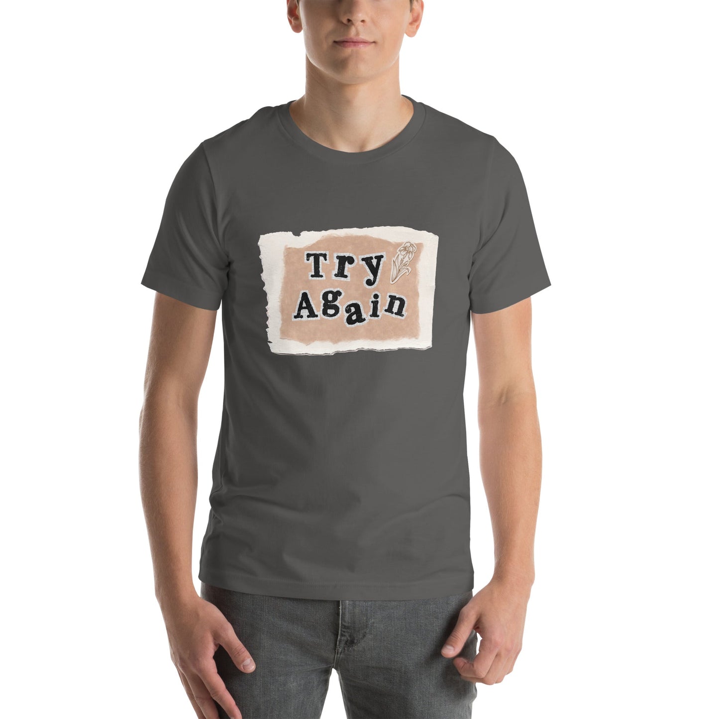 Retry T-Shirt - Left Placement image 14 in Black, size 4XL, showing front view for the Try Again design.