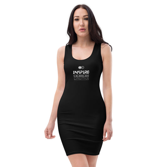 Image 1 of selected colour Inspireline Bodycon Dress - Left Placement, size XS, with Inspire artwork visible in front view.