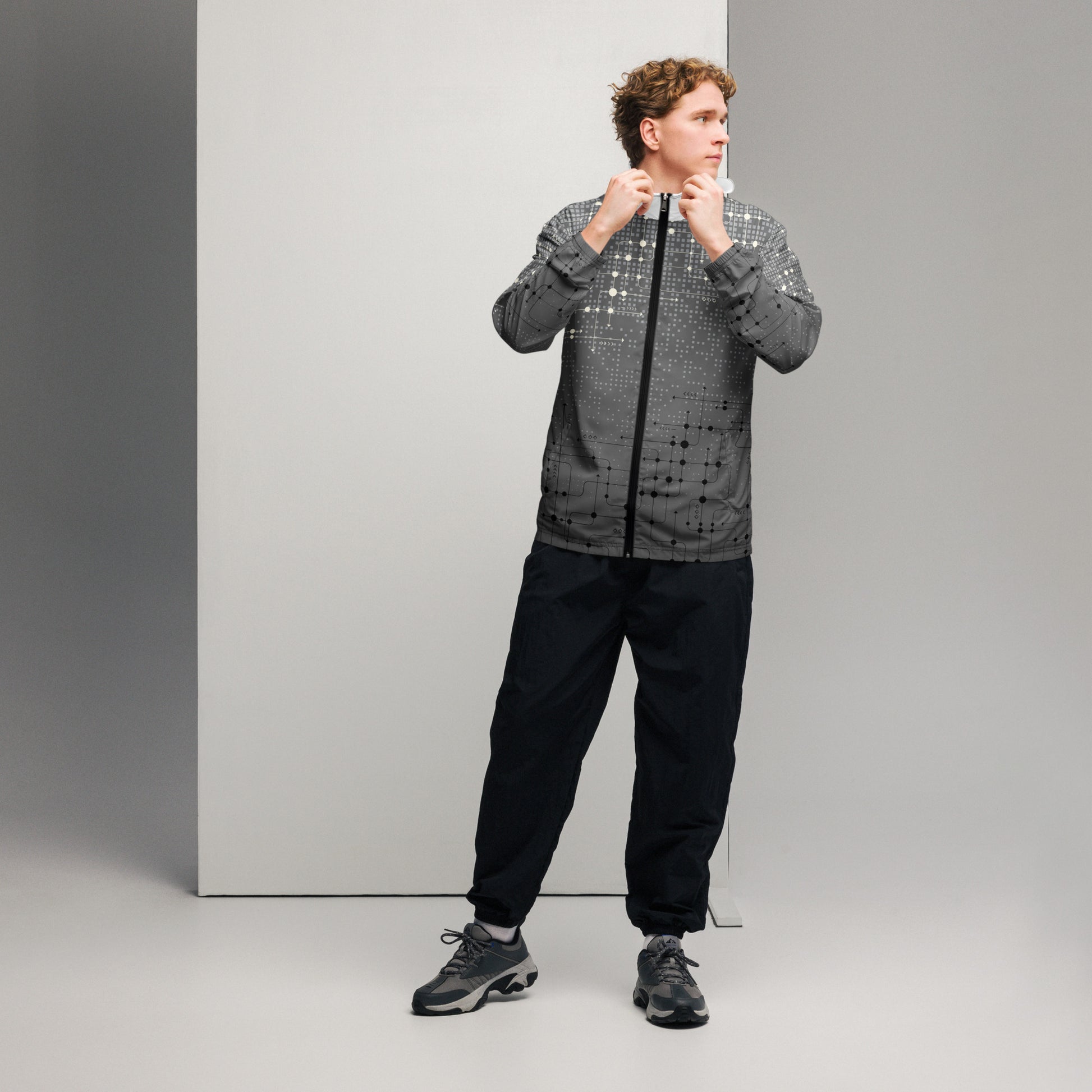 Techline Windbreaker - Left Placement product image 1 in Black, size XS, with front view and left placement.