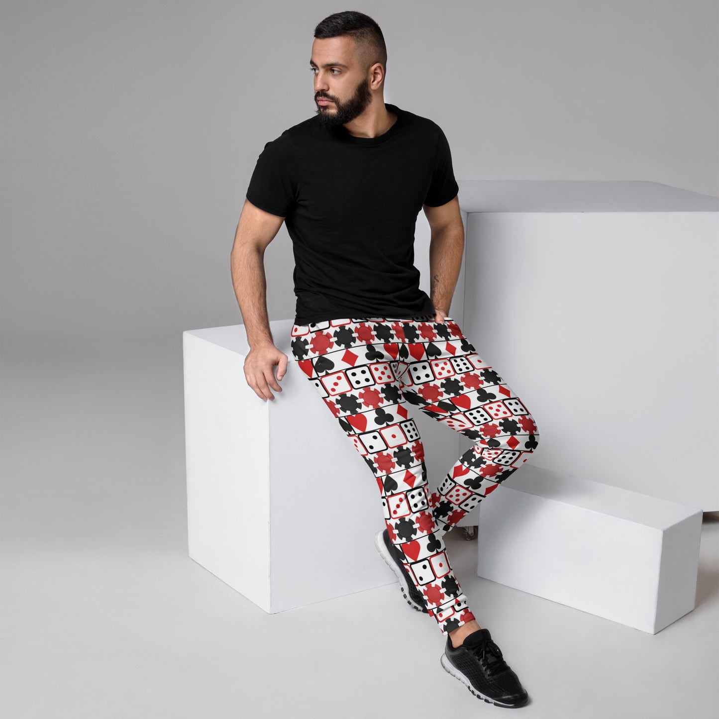 Casino Noir Men's Joggers - Left Placement image 1: selected colour version, size XS with right-side angle of the Gambling range.