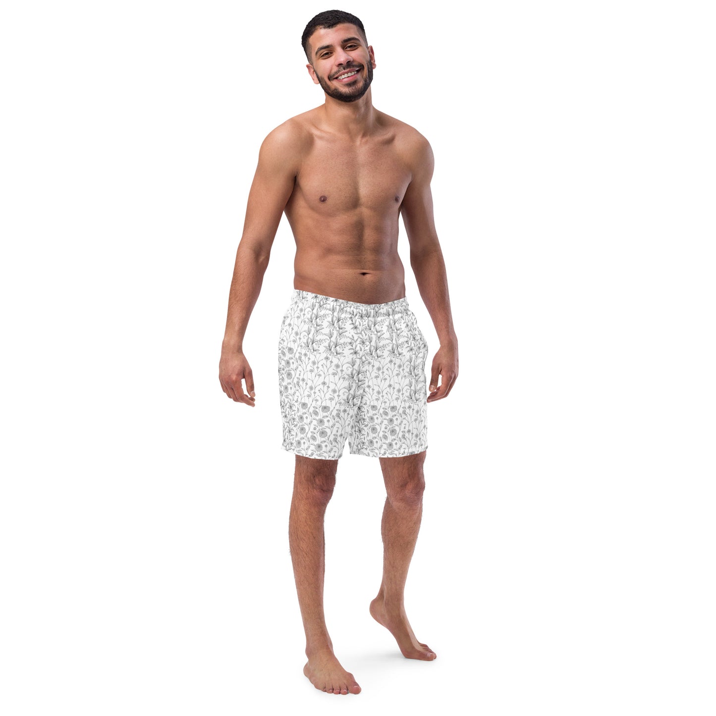 Florabed Swim Trunks - Left Placement by R.A. Apparel, image 1, front view, 2XS, left placement.
