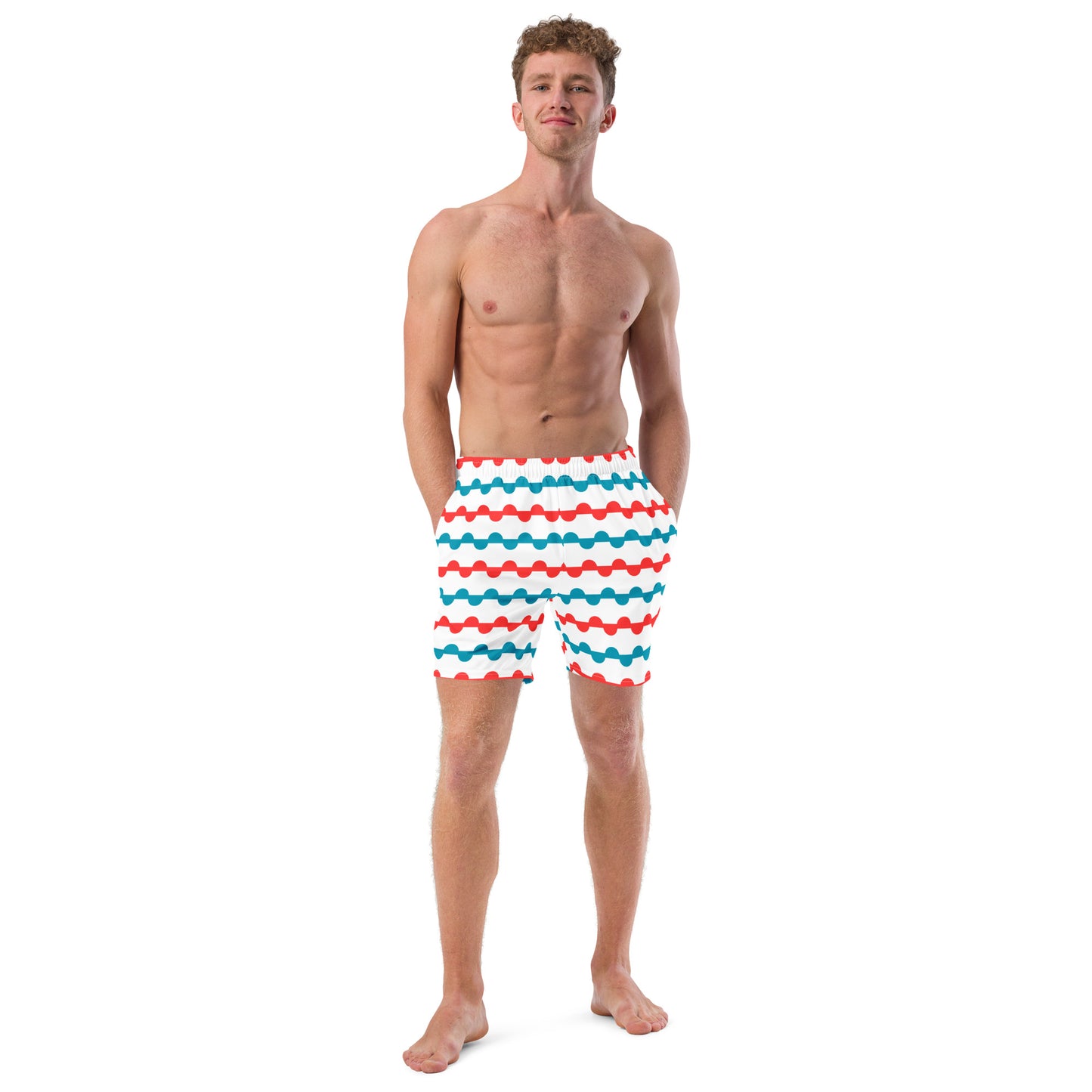 Halves Swim Trunks - Left Placement by R.A. Apparel, image 1, front view, 2XS, left placement.