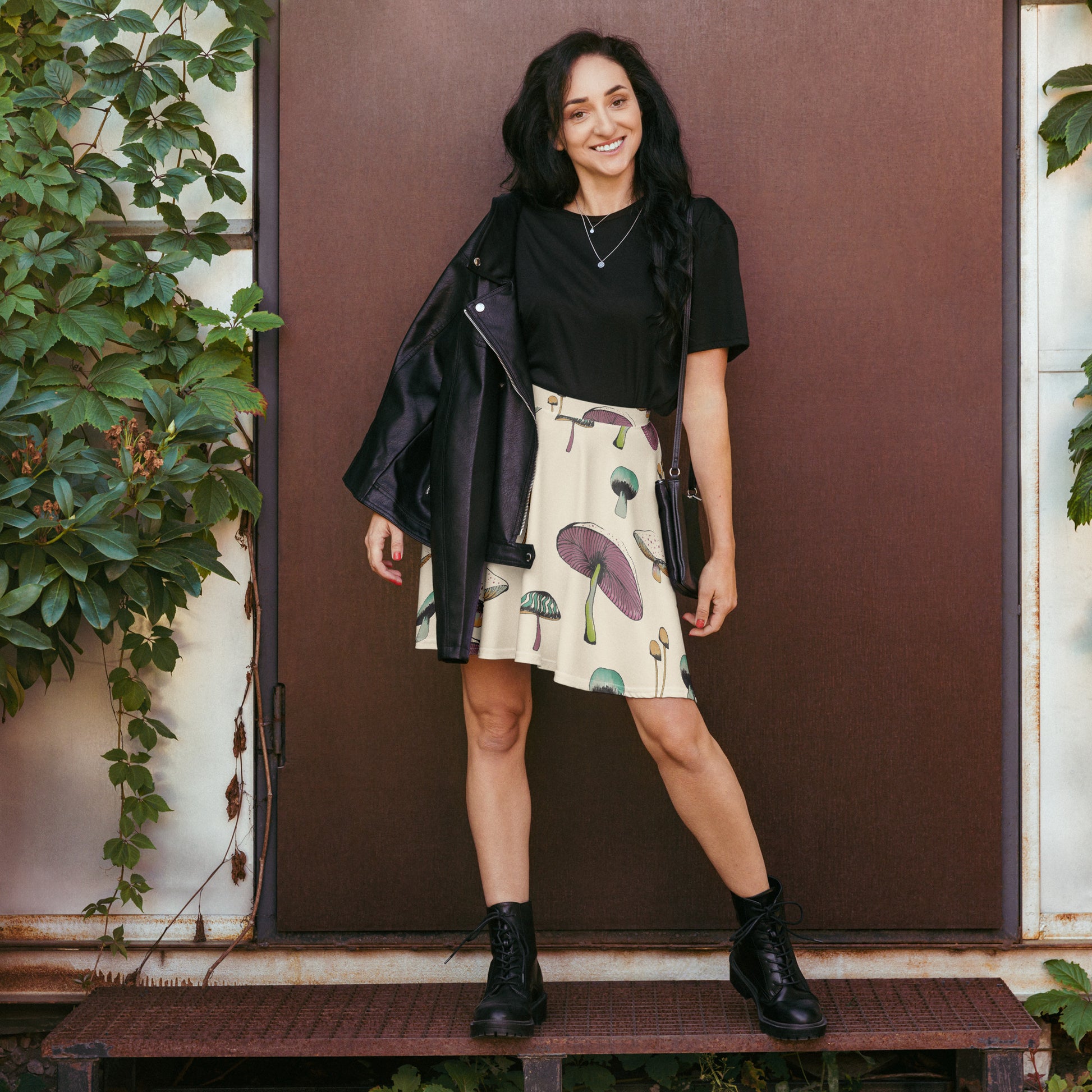 Fungal Bloom Skater Skirt - Left Placement product image 1 in selected colour, size XS, with front view and left placement.