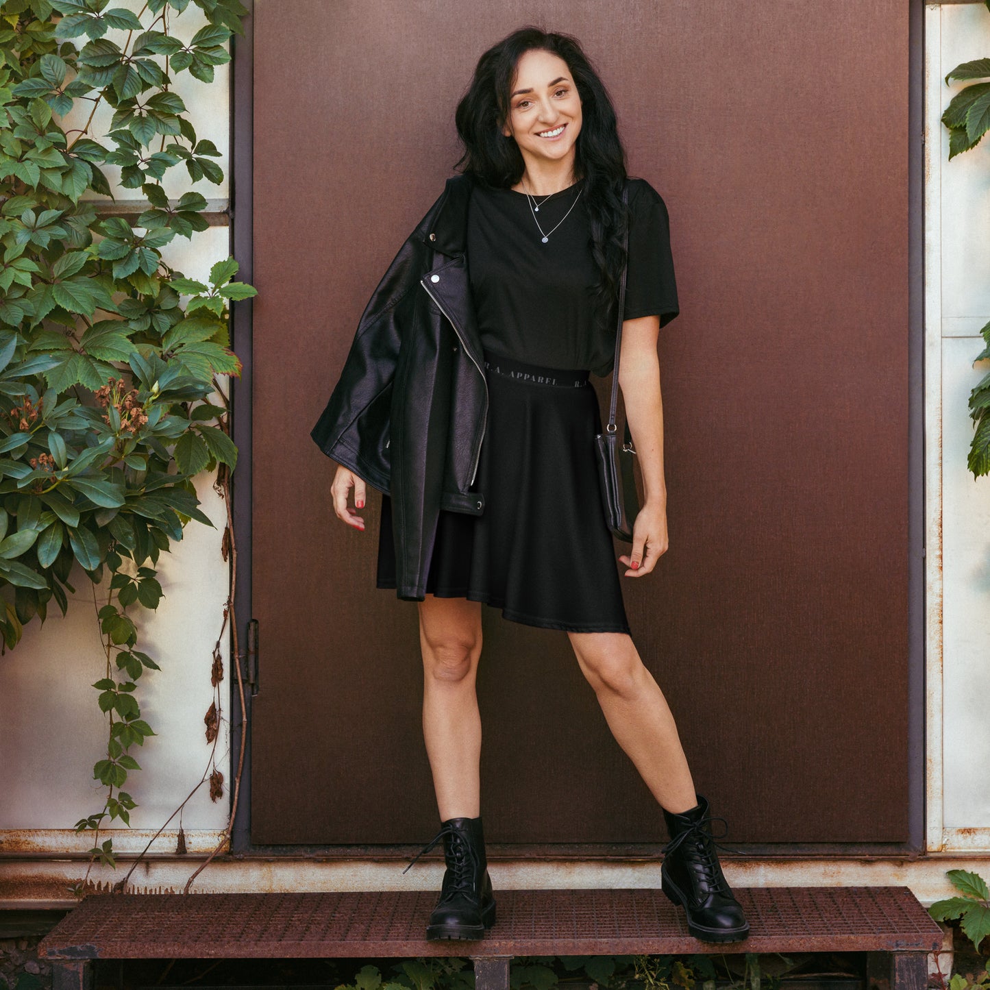 Image 1 of selected colour Timeless Skater Skirt - Left Placement, size XS, with Timeless artwork visible in front view.