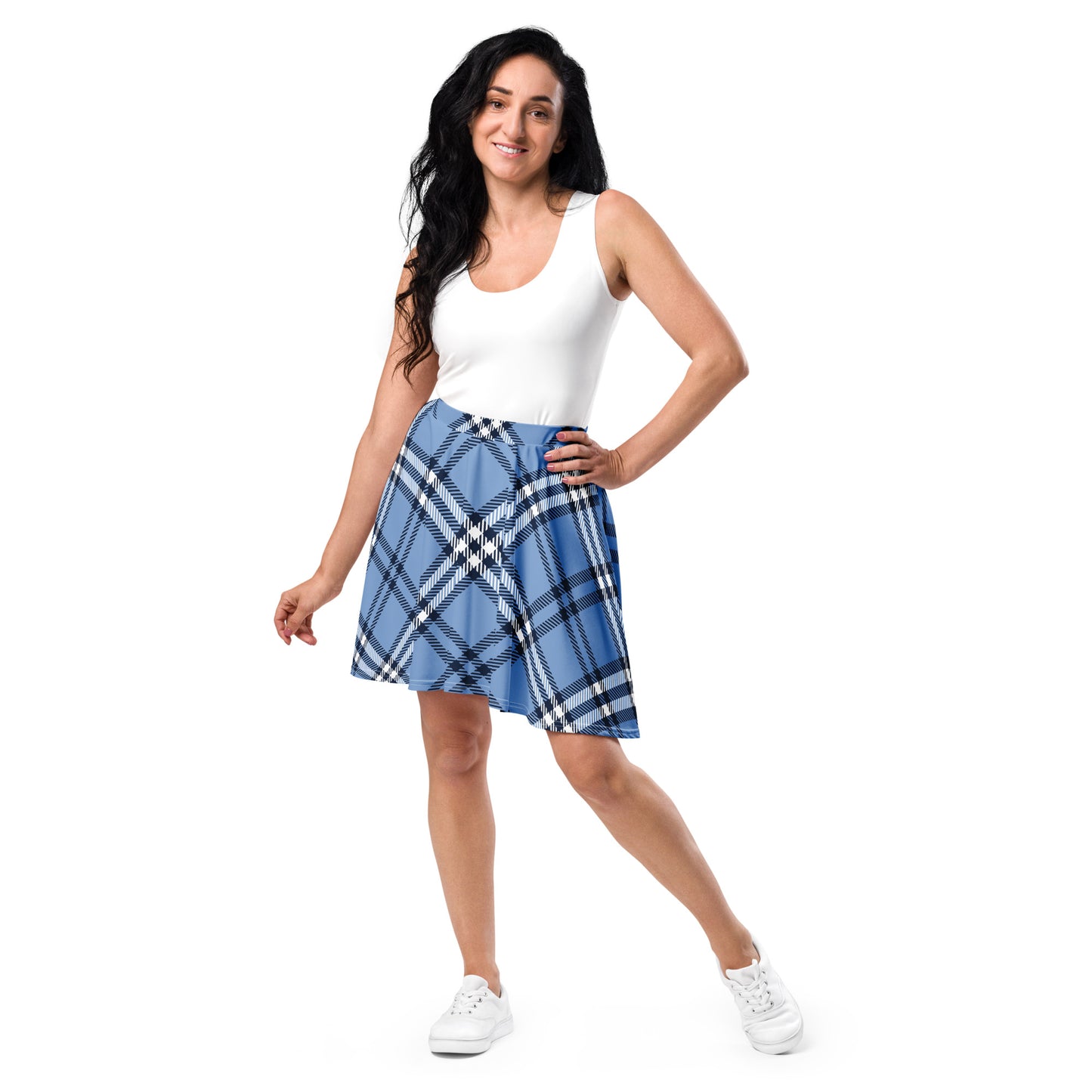 Tartan Skater Skirt - Left Placement by R.A. Apparel, image 1, front view, selected colour, size XS, left placement.