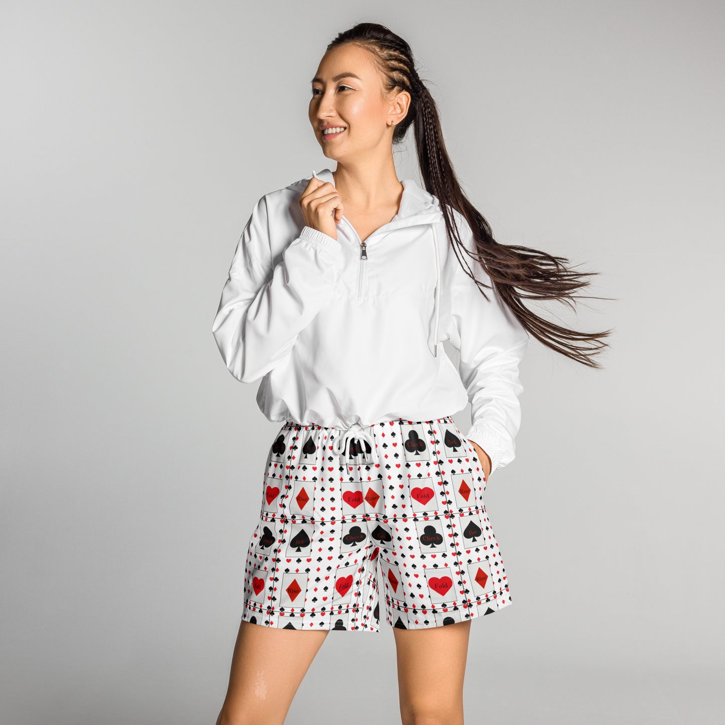 High Stakes Shorts - Left Placement image 1 in 2XS, showing front view for the Bet It All design.