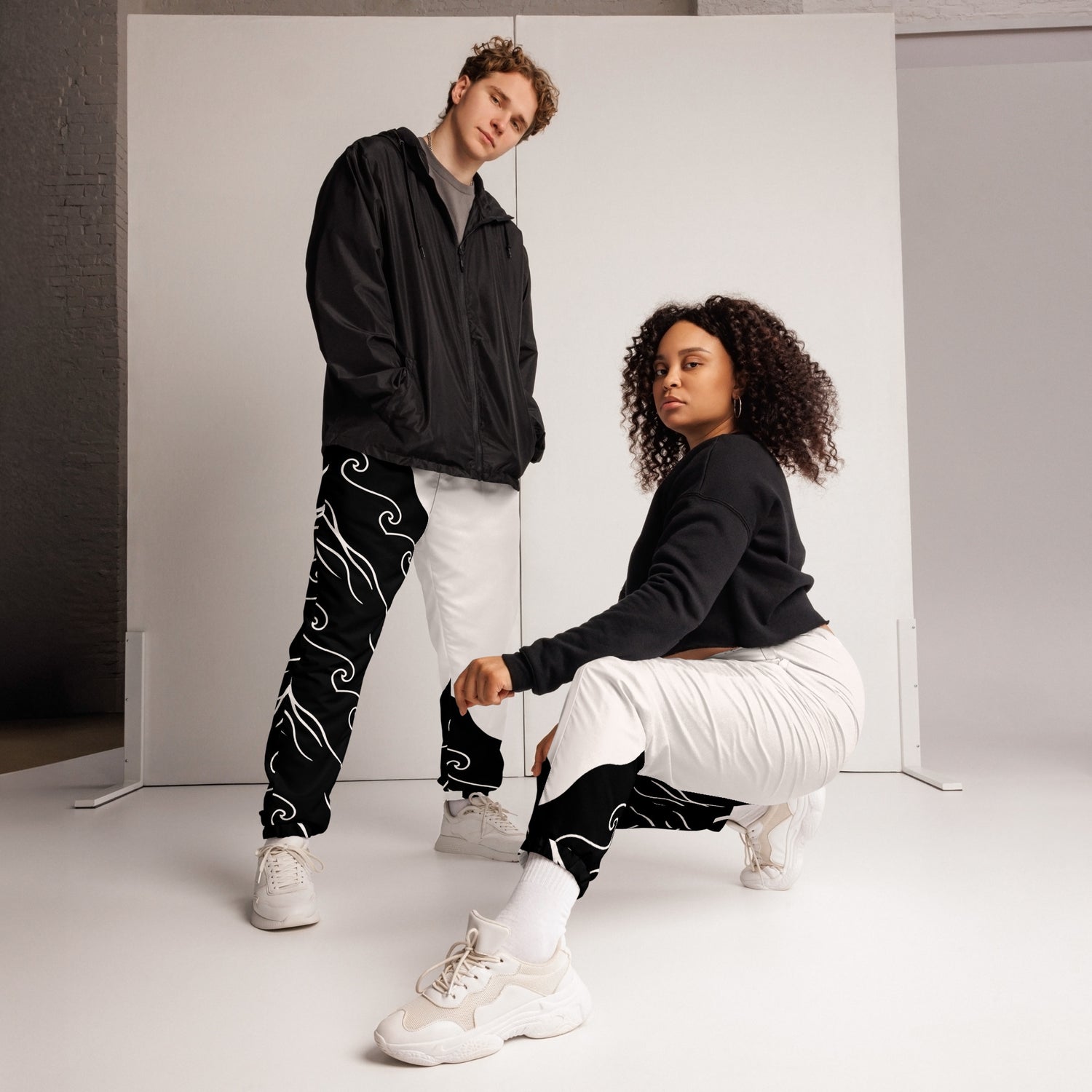 Waveform Track Pants - Left Placement image 1 in selected colour, size XS, showing front view for the Sea Waves design.