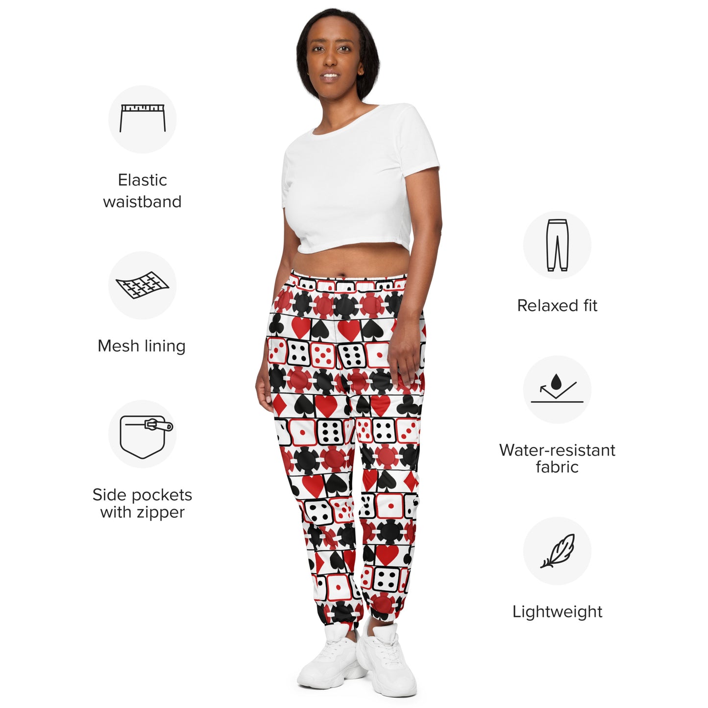 Casino Noir Track Pants - Left Placement product image 1 in selected colour, size XS, with front view and left placement.