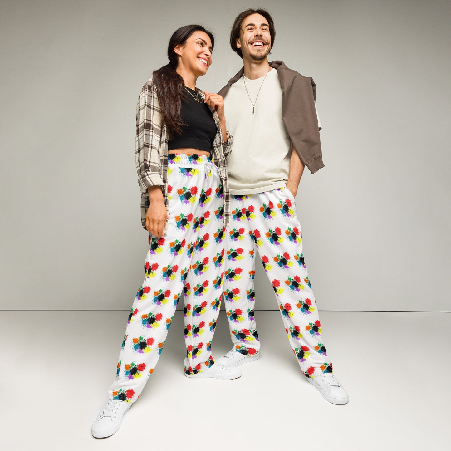 Splattermark Wide Leg Joggers - Left Placement image 1 in 2XS, showing front view for the Splate design.