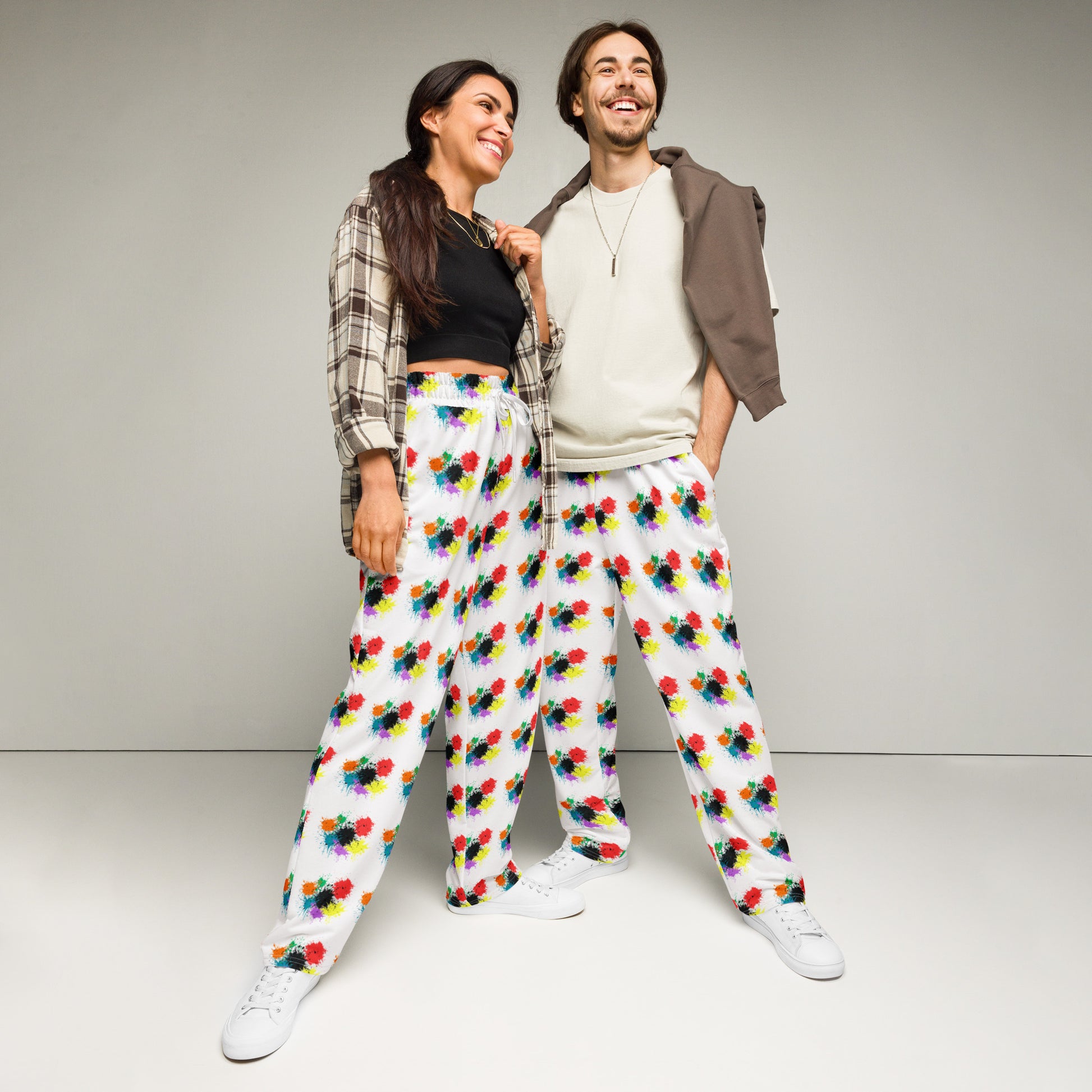Splattermark Wide Leg Joggers - Left Placement image 1 in 2XS, showing front view for the Splate design.
