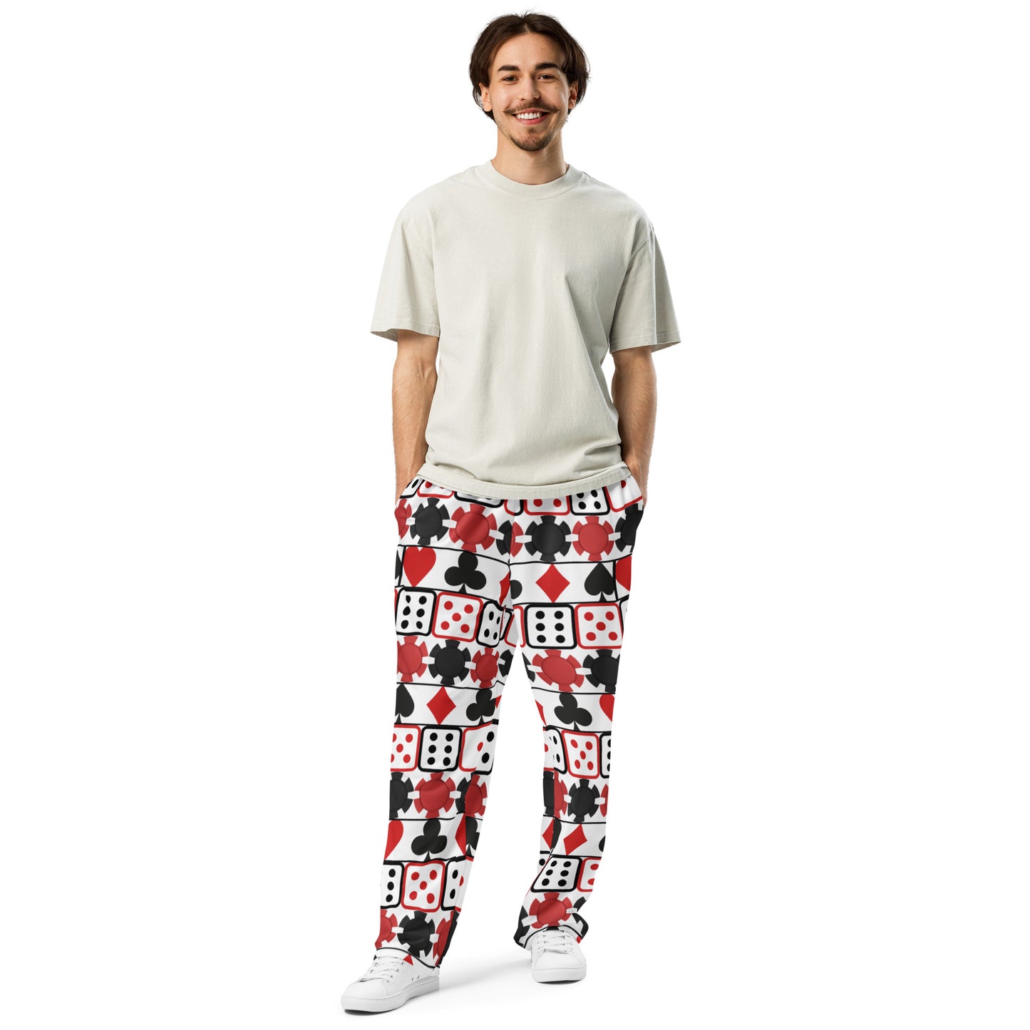 Casino Noir Wide Leg Joggers - Left Placement image 1 in 2XS, showing front view for the Gambling design.