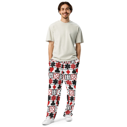 Casino Noir Wide Leg Joggers - Left Placement image 1 in 2XS, showing front view for the Gambling design.
