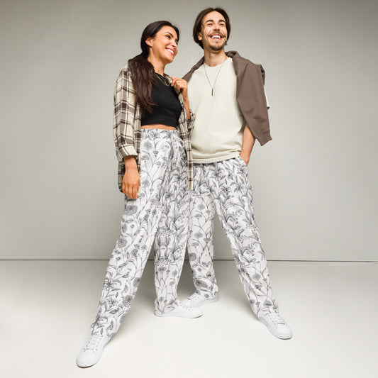 Image 1 of 2XS Florabed Wide Leg Joggers - Left Placement, with Flower Bed artwork visible in front view.