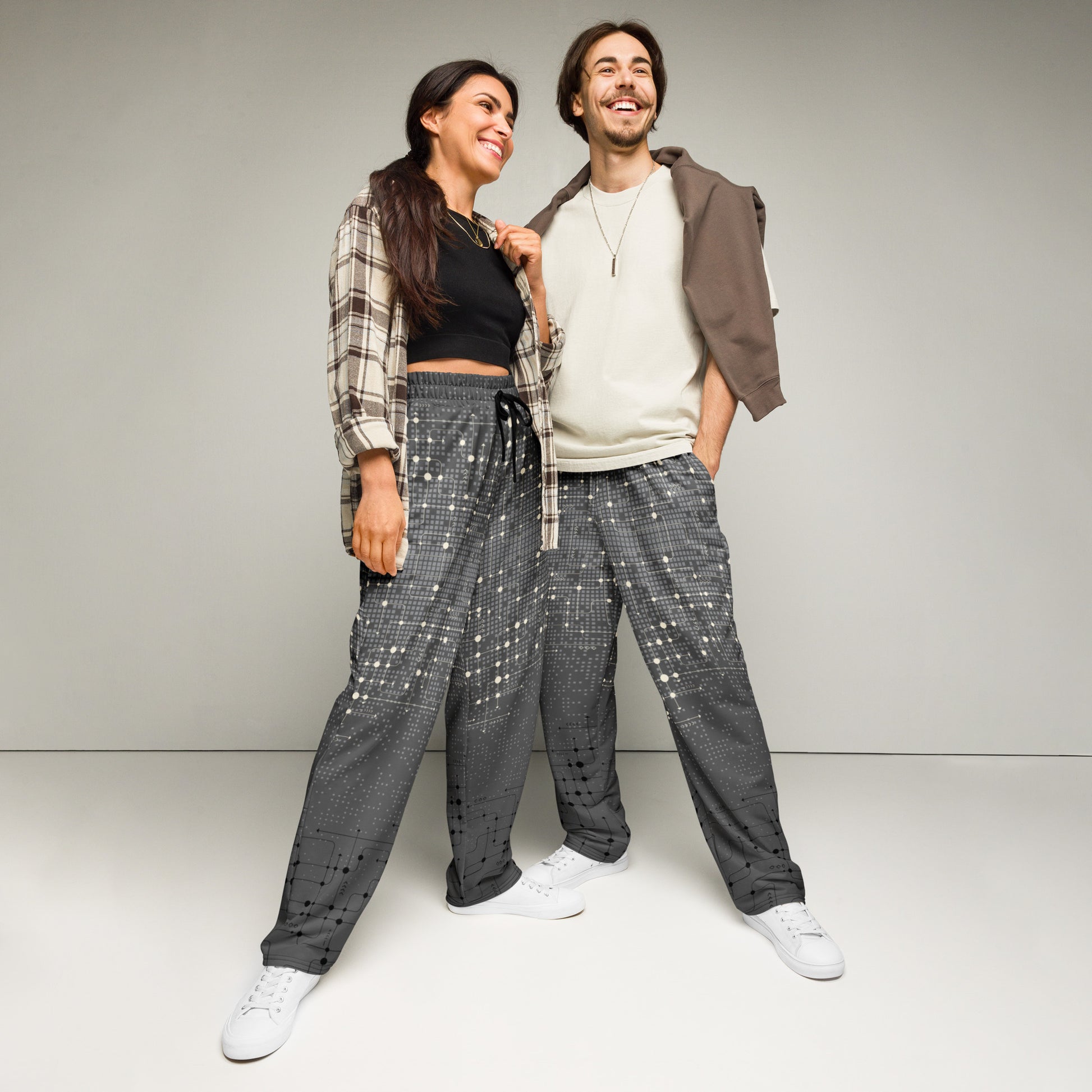 Techline Wide Leg Joggers - Left Placement by R.A. Apparel, image 1, front view, 2XS, left placement.