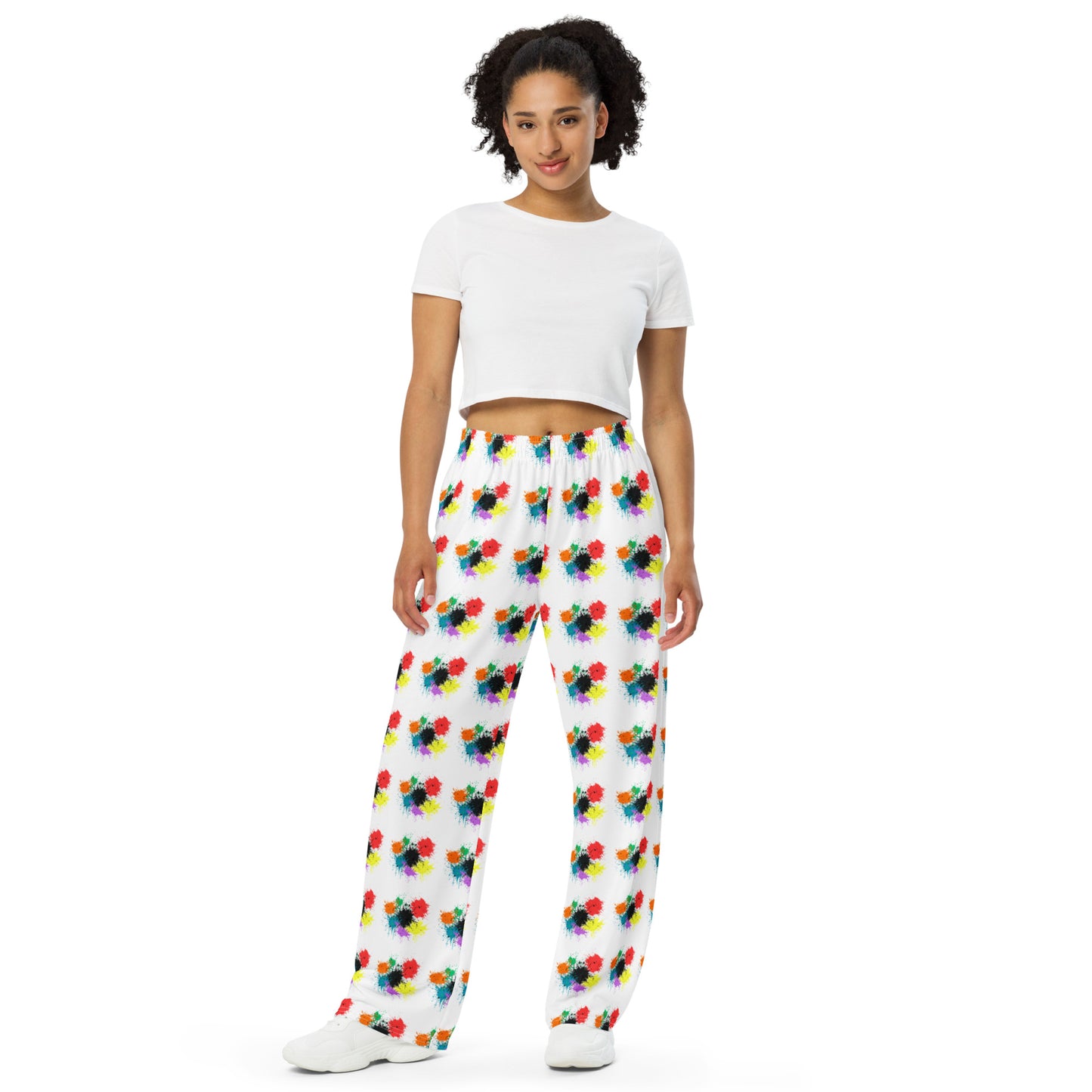 Splattermark Wide Leg Pants - Left Placement image 1: 2XS version with front view of the Splate range.