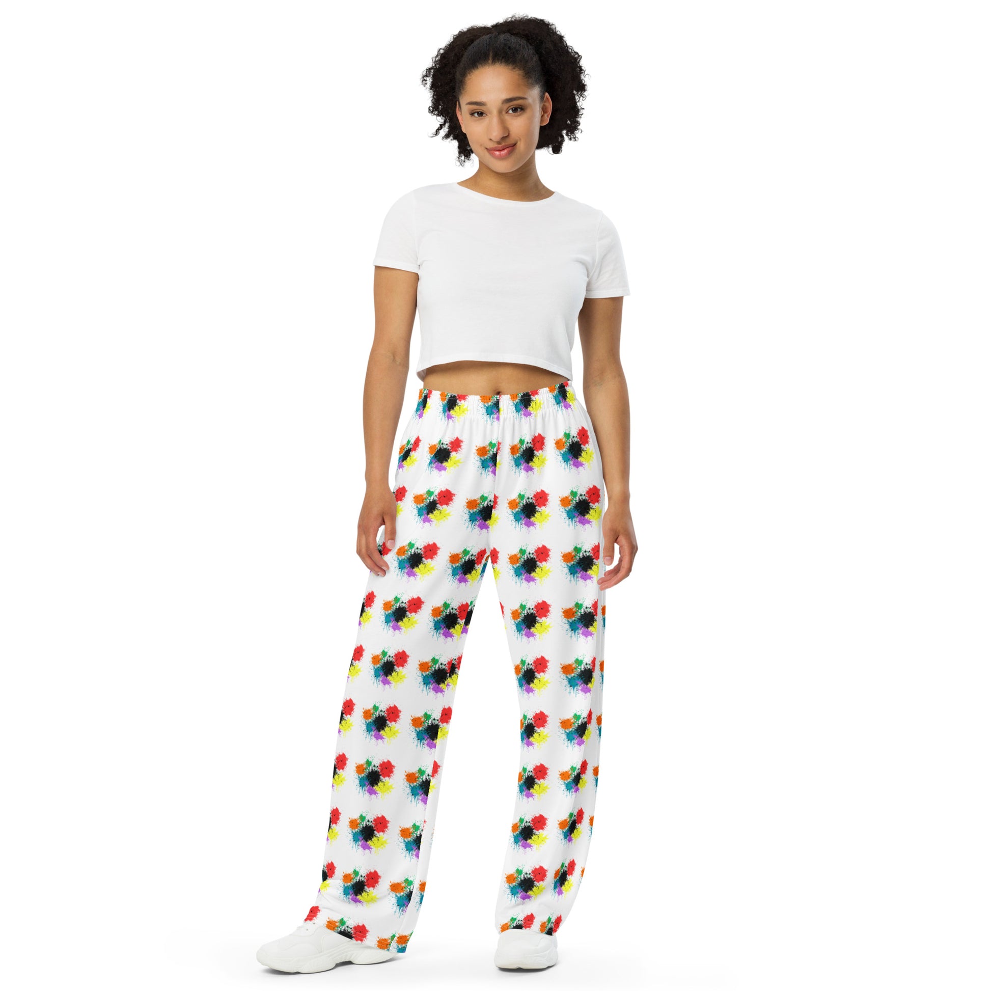 Splattermark Wide Leg Pants - Left Placement image 1: 2XS version with front view of the Splate range.