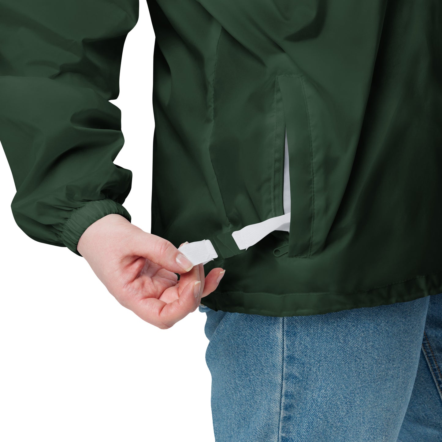 Image 7 of Navy Own Signal Windbreaker - Left Placement, size M, with Own It artwork visible in product view.