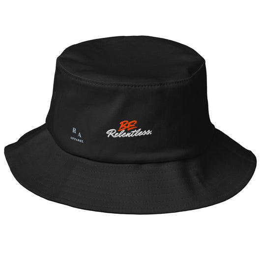 Relentless Bucket Hat - Left Placement image 1: Black version with front view of the Be Relentless range.