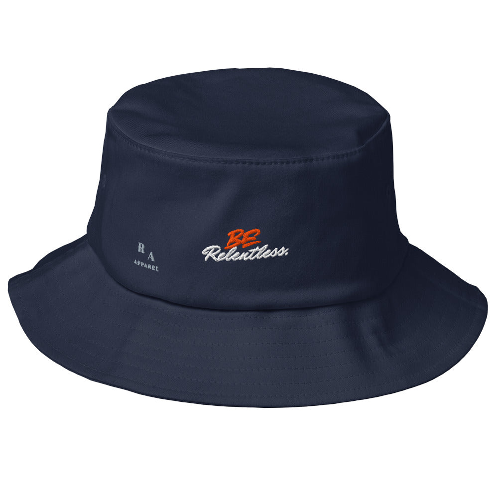 Relentless Bucket Hat - Left Placement image 2: Navy version with front view of the Be Relentless range.