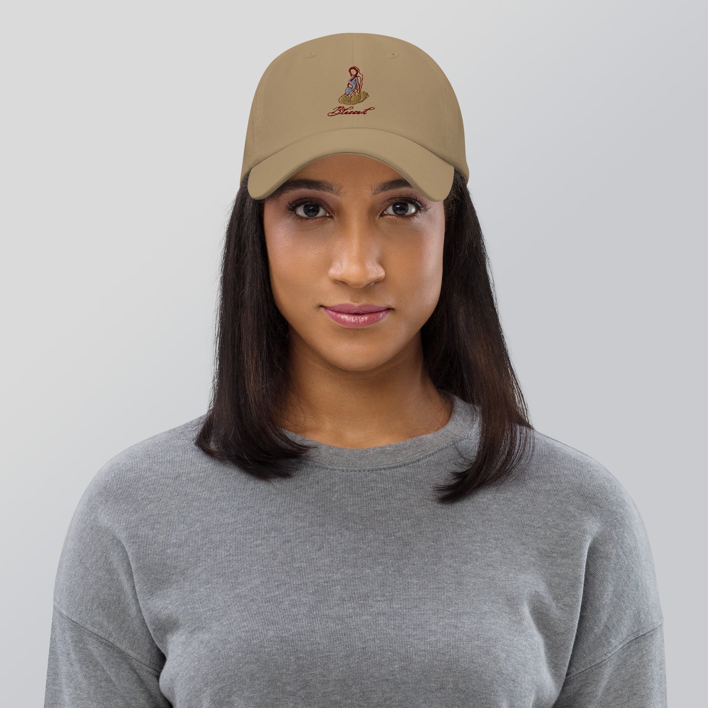 Grace Mark Cap - Left Placement by R.A. Apparel, image 7, front view, Khaki, left placement.