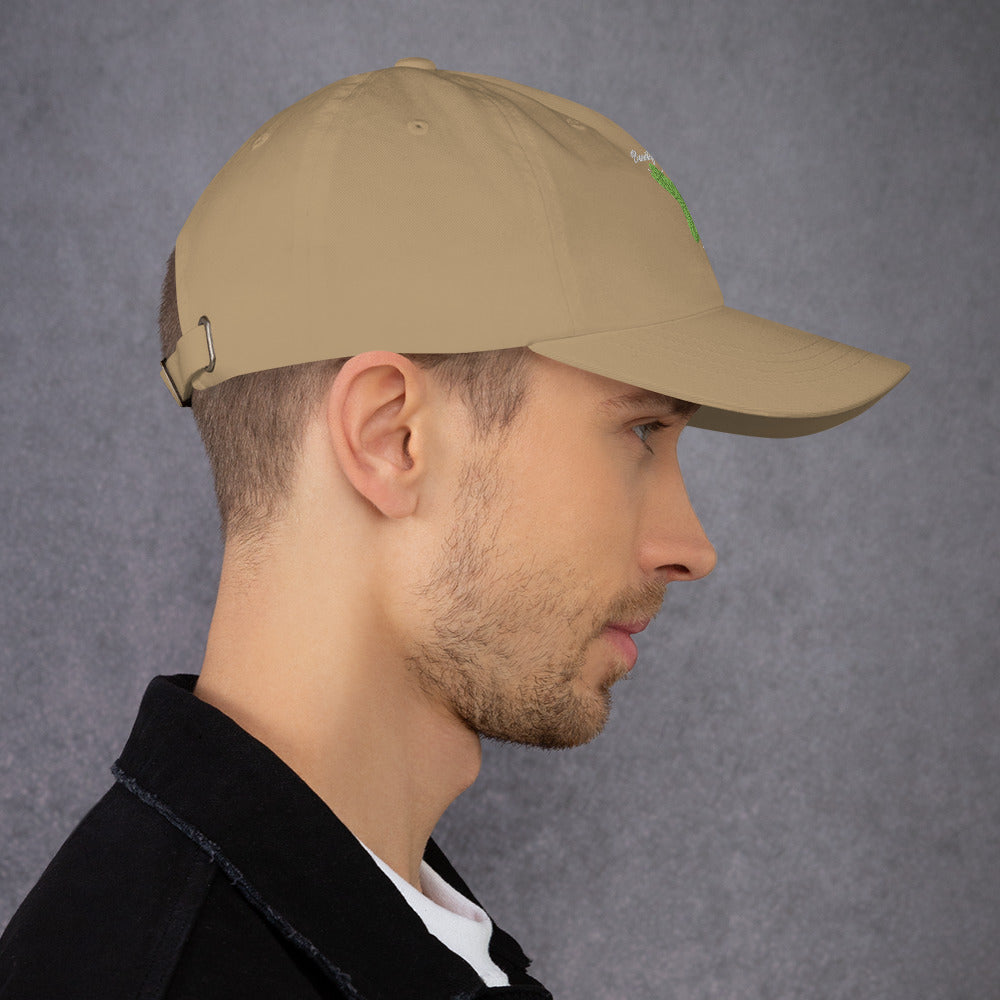 Bellevie Cap - Left Placement image 5 in Khaki, showing right-side angle for the Beautiful Life design.