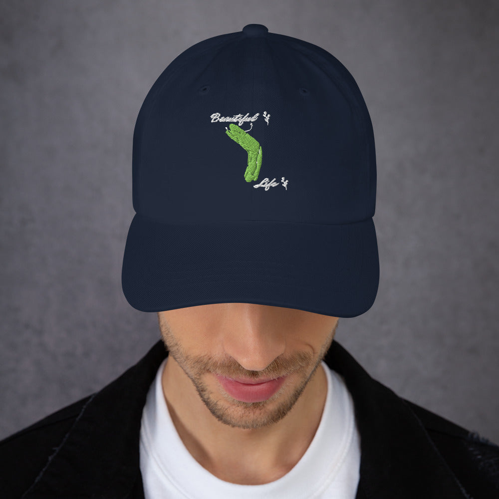 Image 15 of selected colour Bellevie Cap - Left Placement, with Beautiful Life artwork visible in front view.