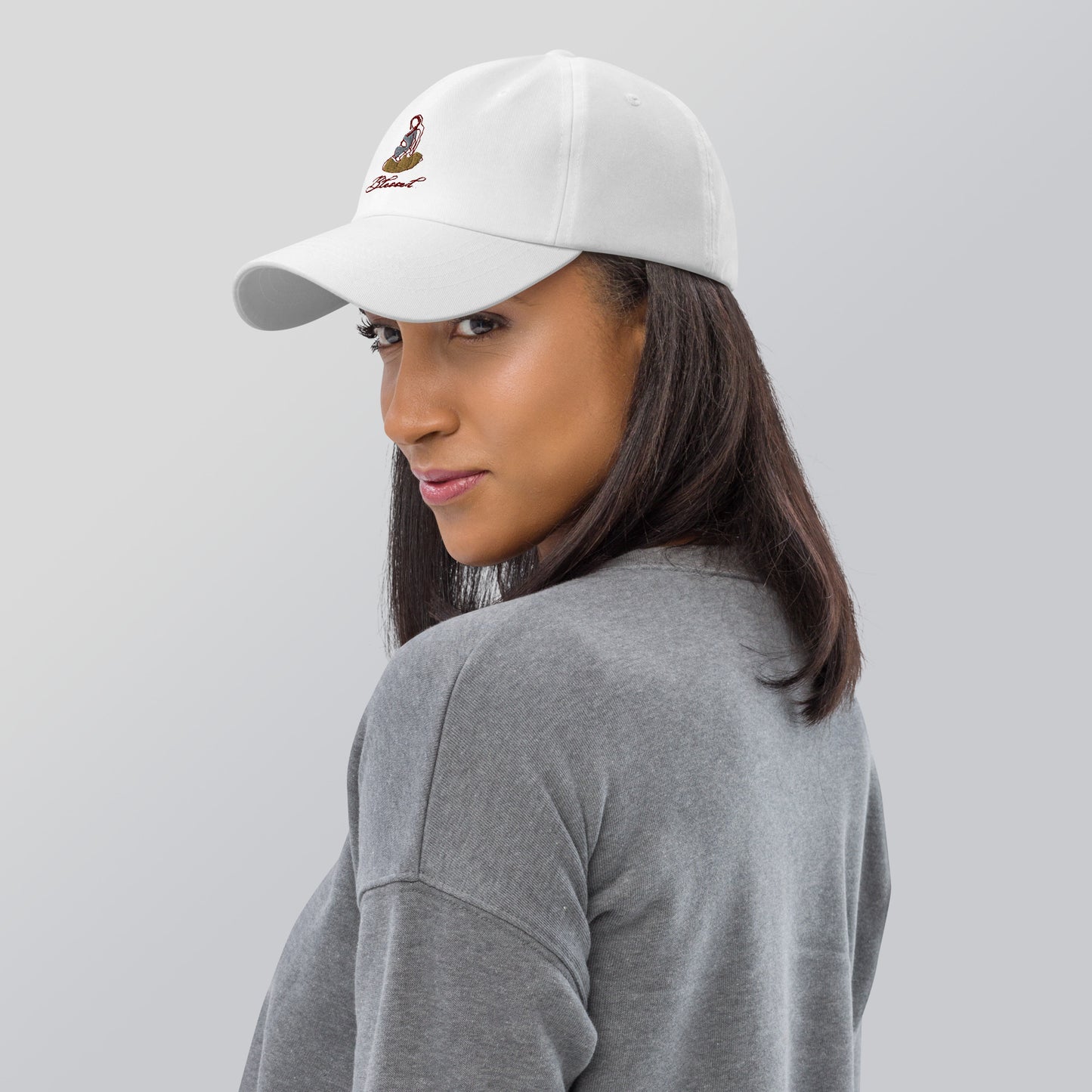 Grace Mark Cap - Left Placement by R.A. Apparel, image 2, left-side angle, Navy, left placement.