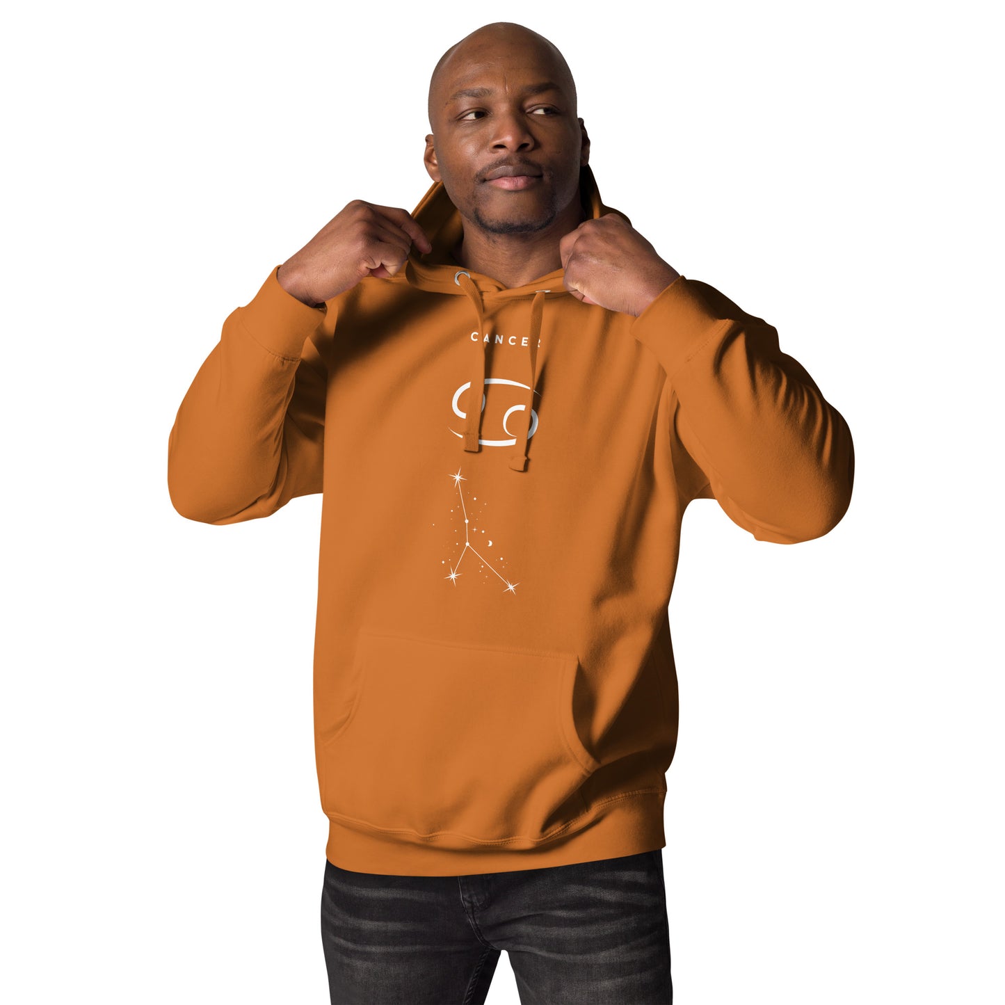 Moonhaven Hoodie by R.A. Apparel, image 21, front view, Charcoal Heather, size L, design placement.