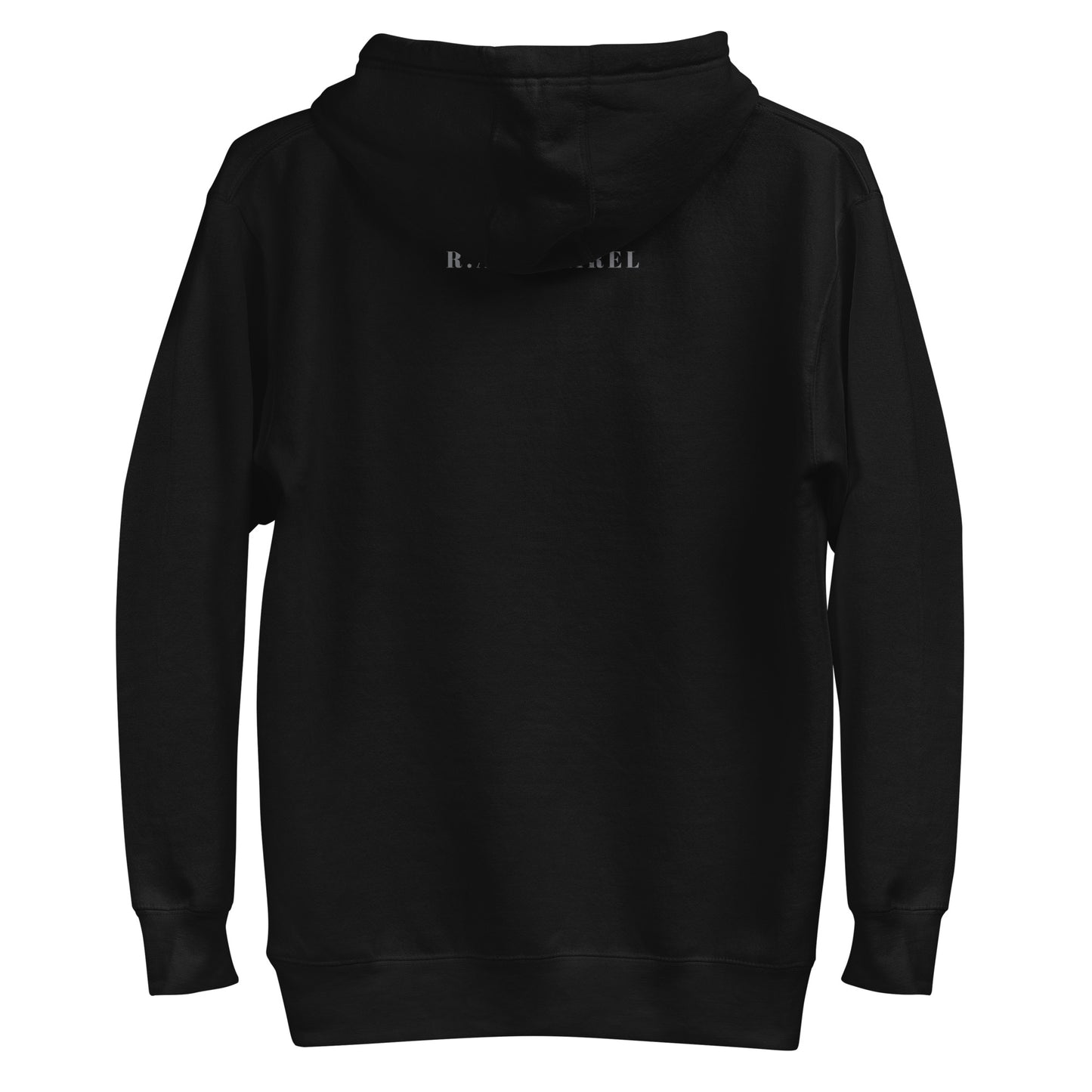 Image 2 of Black Social Static Hoodie - Left Placement, size M, with Social Meter artwork visible in back view.
