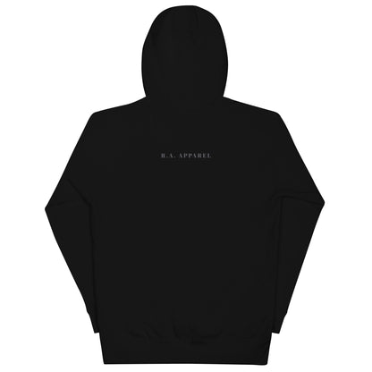 Astral Circle Hoodie - Left Placement image 2: Black version, size M with back view of the Zodiac range.